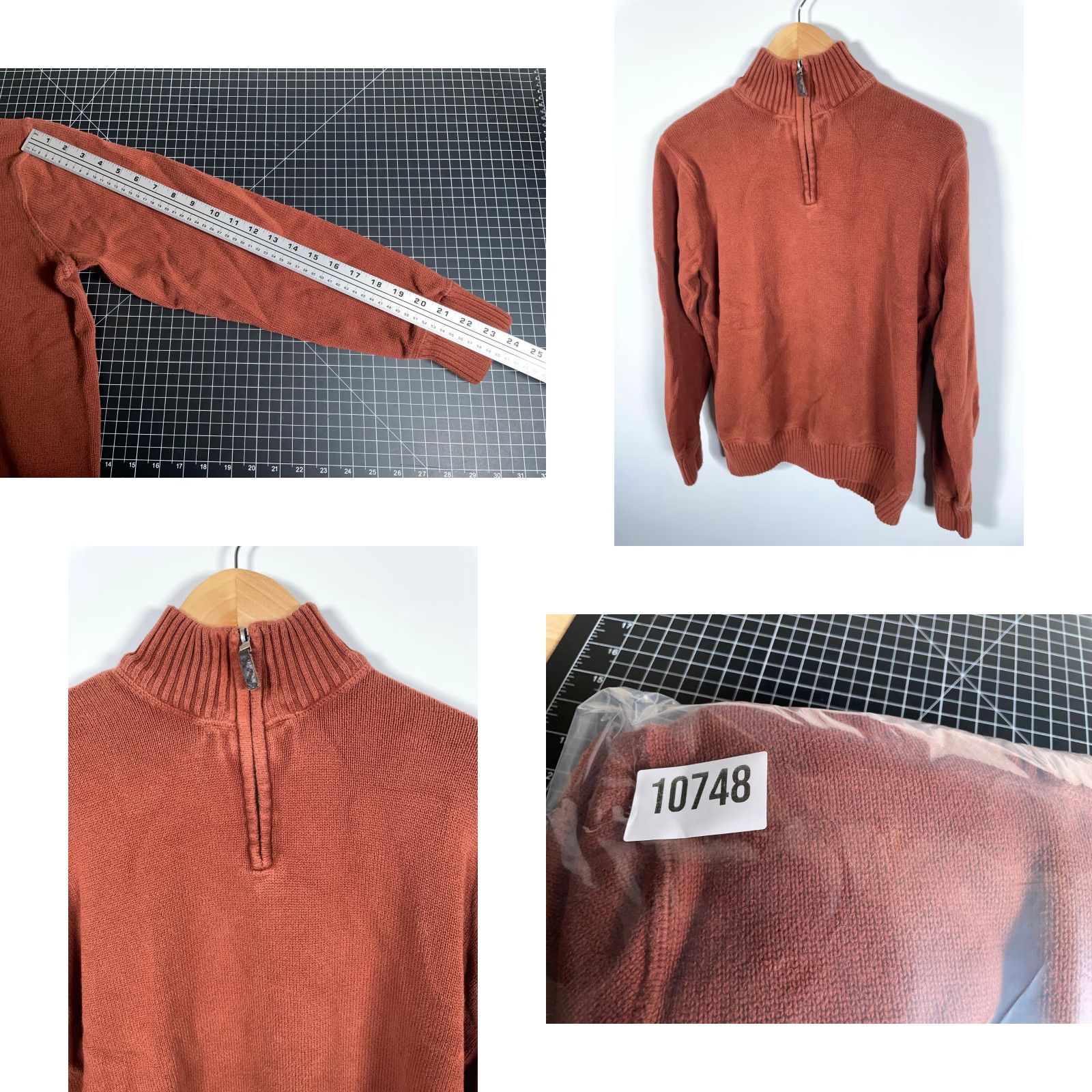 Eddie Bauer VINTAGE Eddie Bauer Sweater Mens Large Burnt Orange 1/4 Zip Chunky Cotton Knit Size US L / EU 52-54 / 3 - 8 Thumbnail