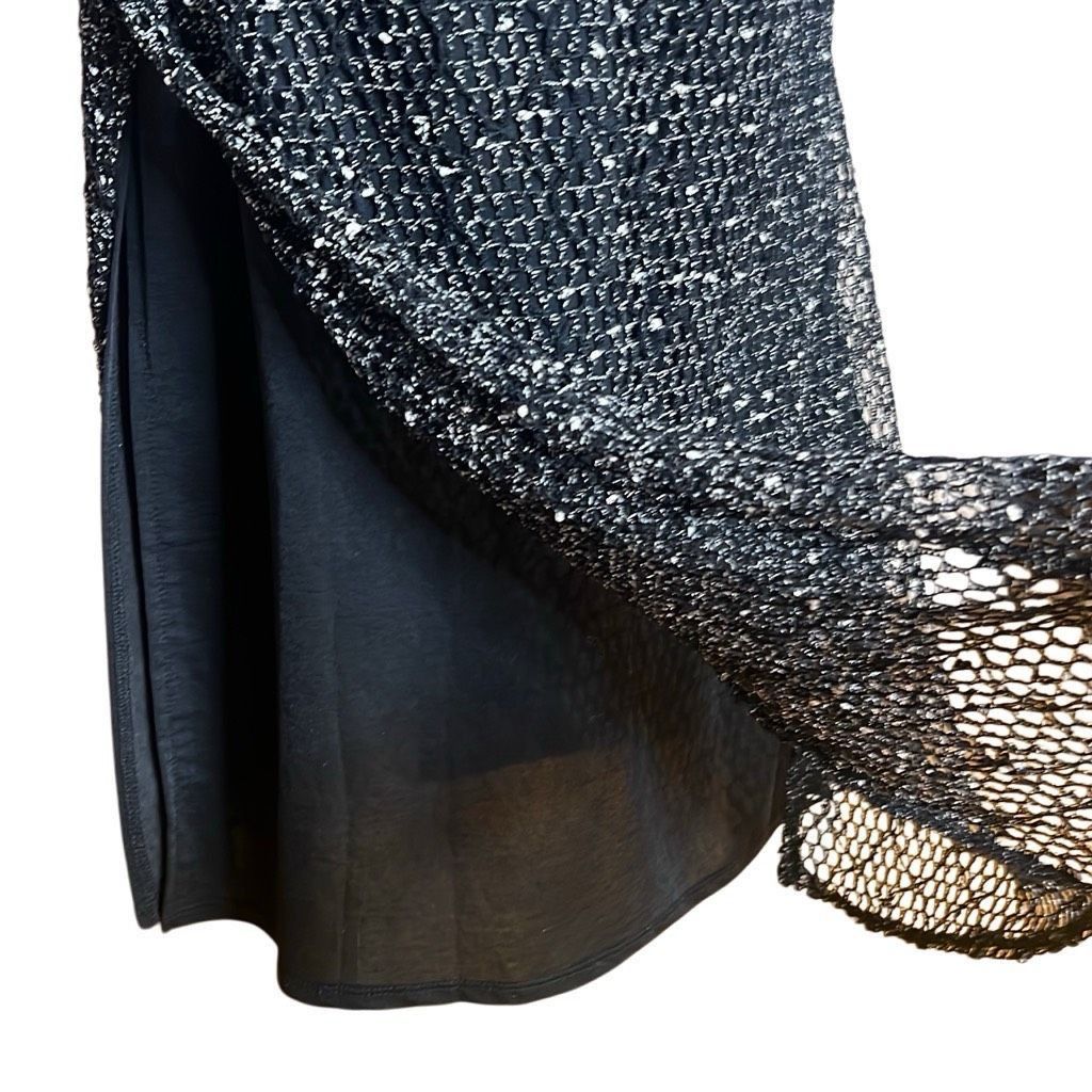 Zara ZARA Black Mesh Slip Midi Dress Size S (003) Size S / US 4 / IT 40 - 8 Thumbnail