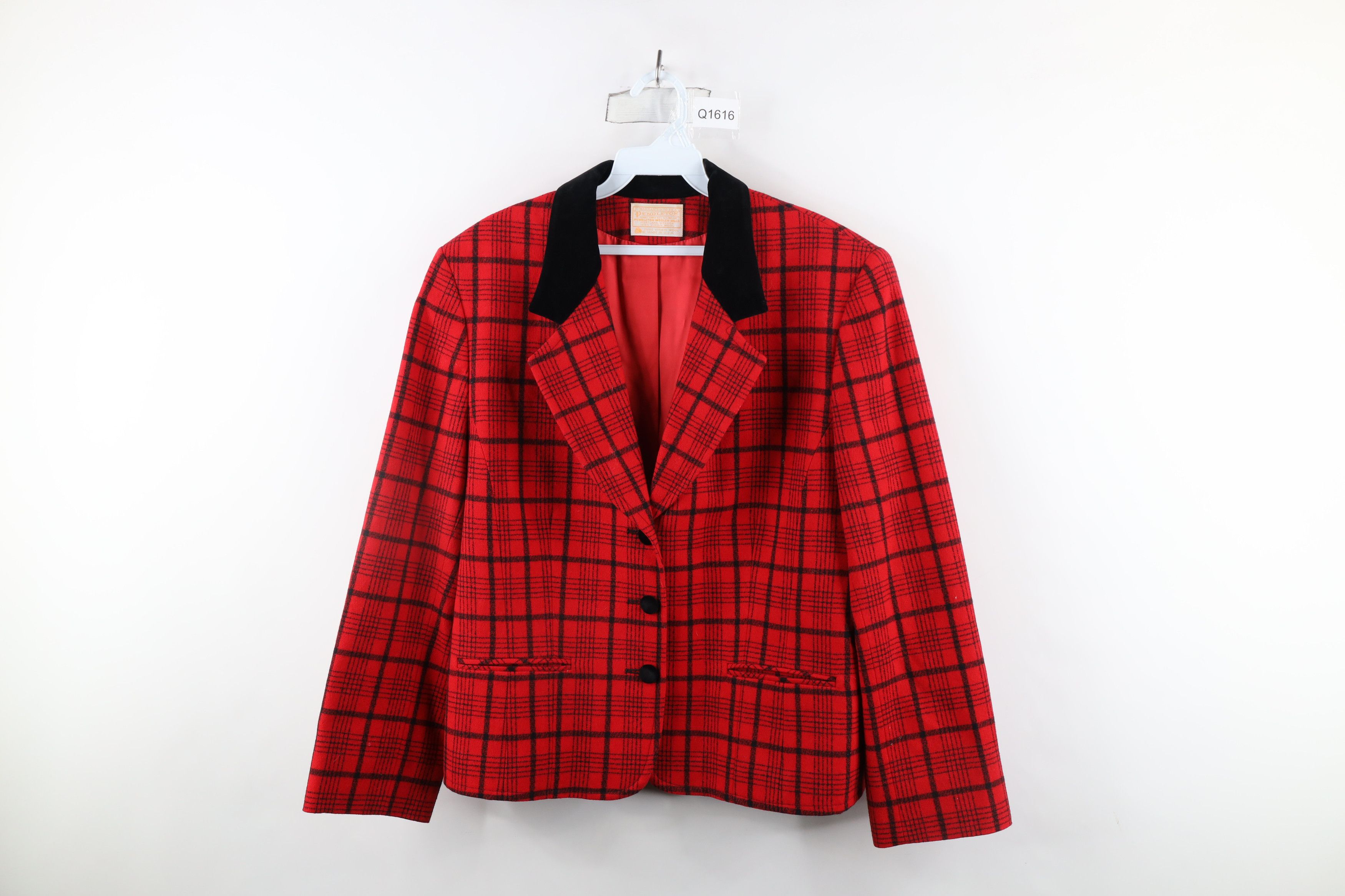 Pendleton × Vintage Vintage 90s Pendleton Wool Blazer Jacket Red Plaid USA Size XXL / US 16-18 / IT 52-54 - 1 Thumbnail