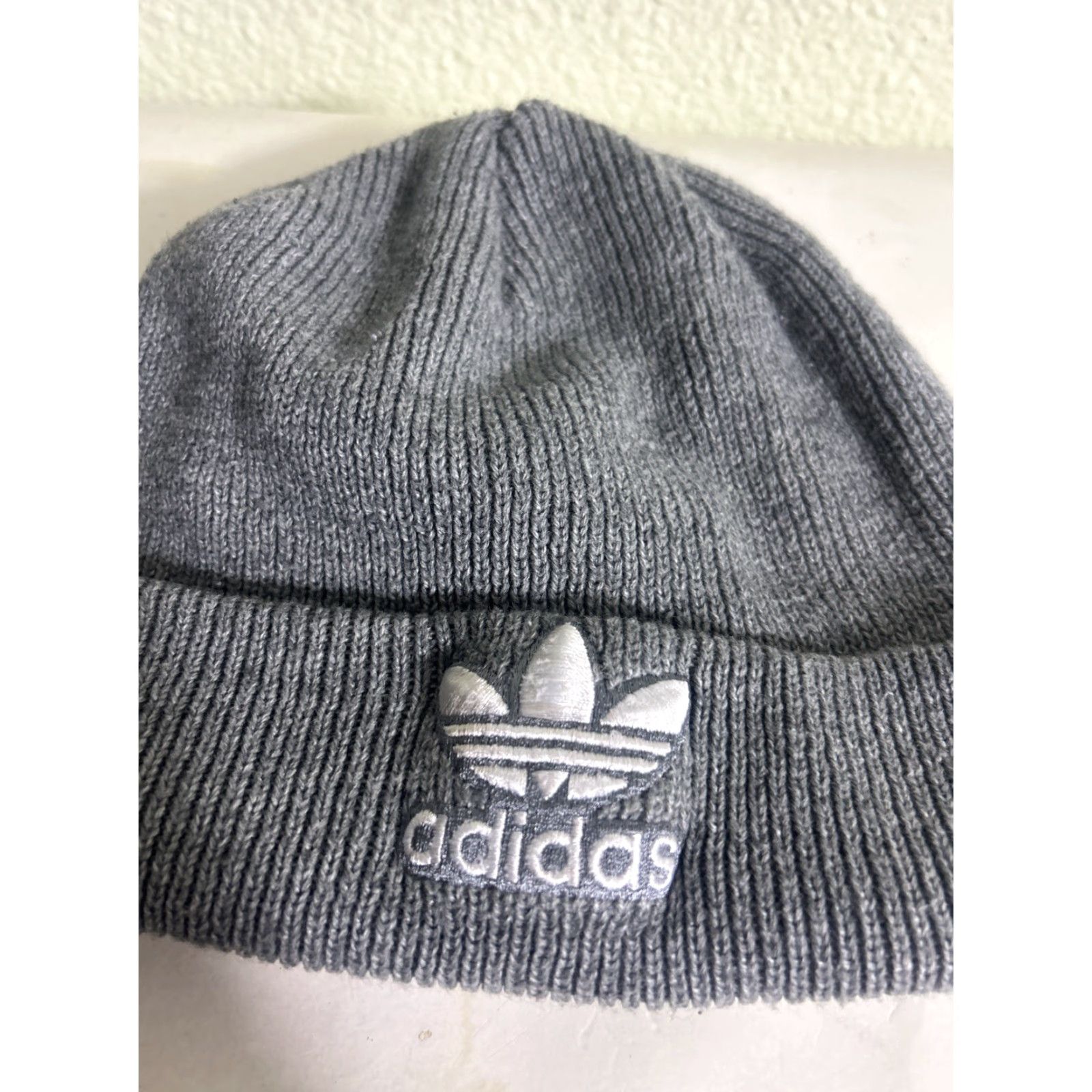 Adidas Adidas Beanie 100% Acrylic Gray Trefoil Knit One Size Men Size ONE SIZE - 3 Thumbnail