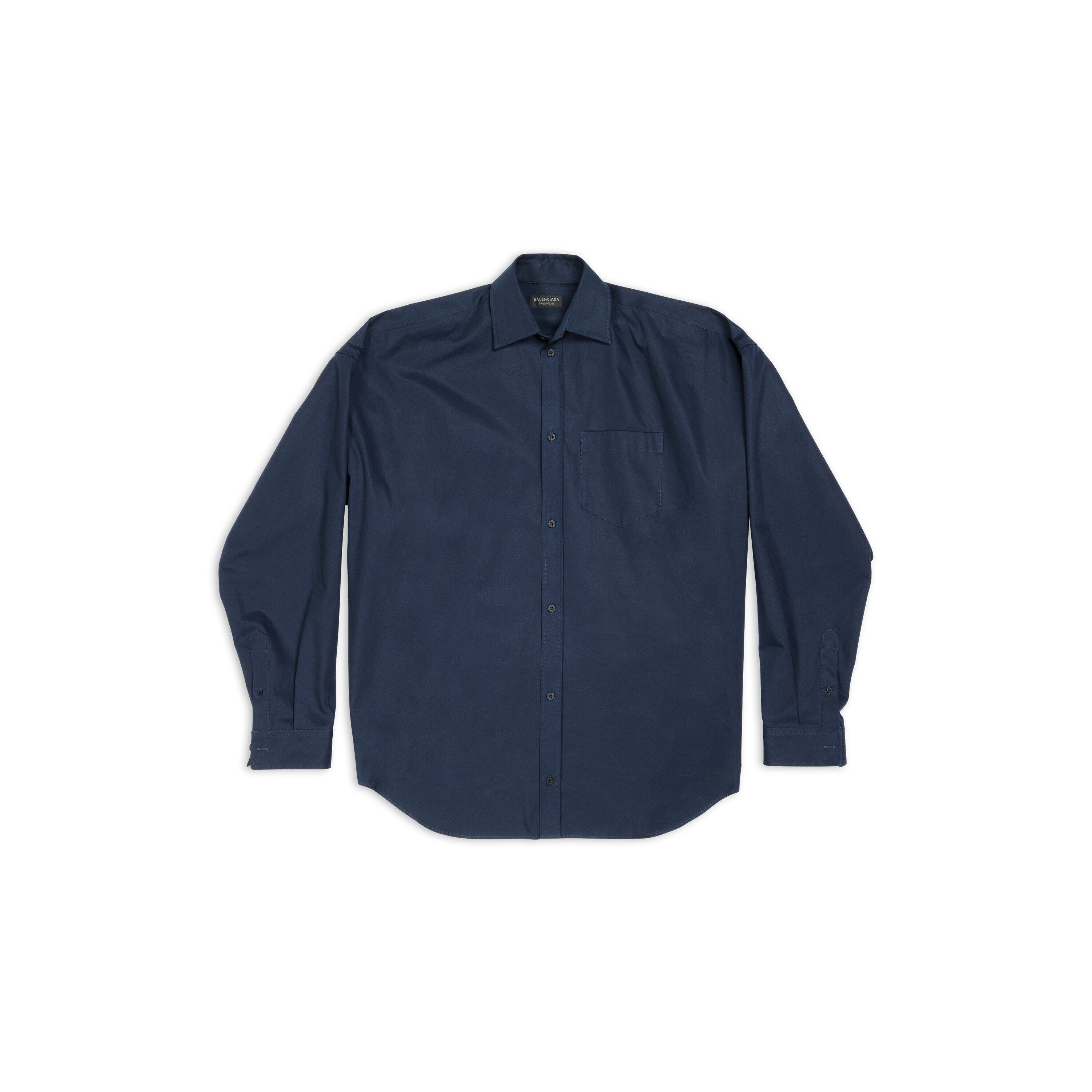 Balenciaga o1in1g1024 Cocoon Shirt in Navy Size US M / EU 48-50 / 2 - 1 Thumbnail