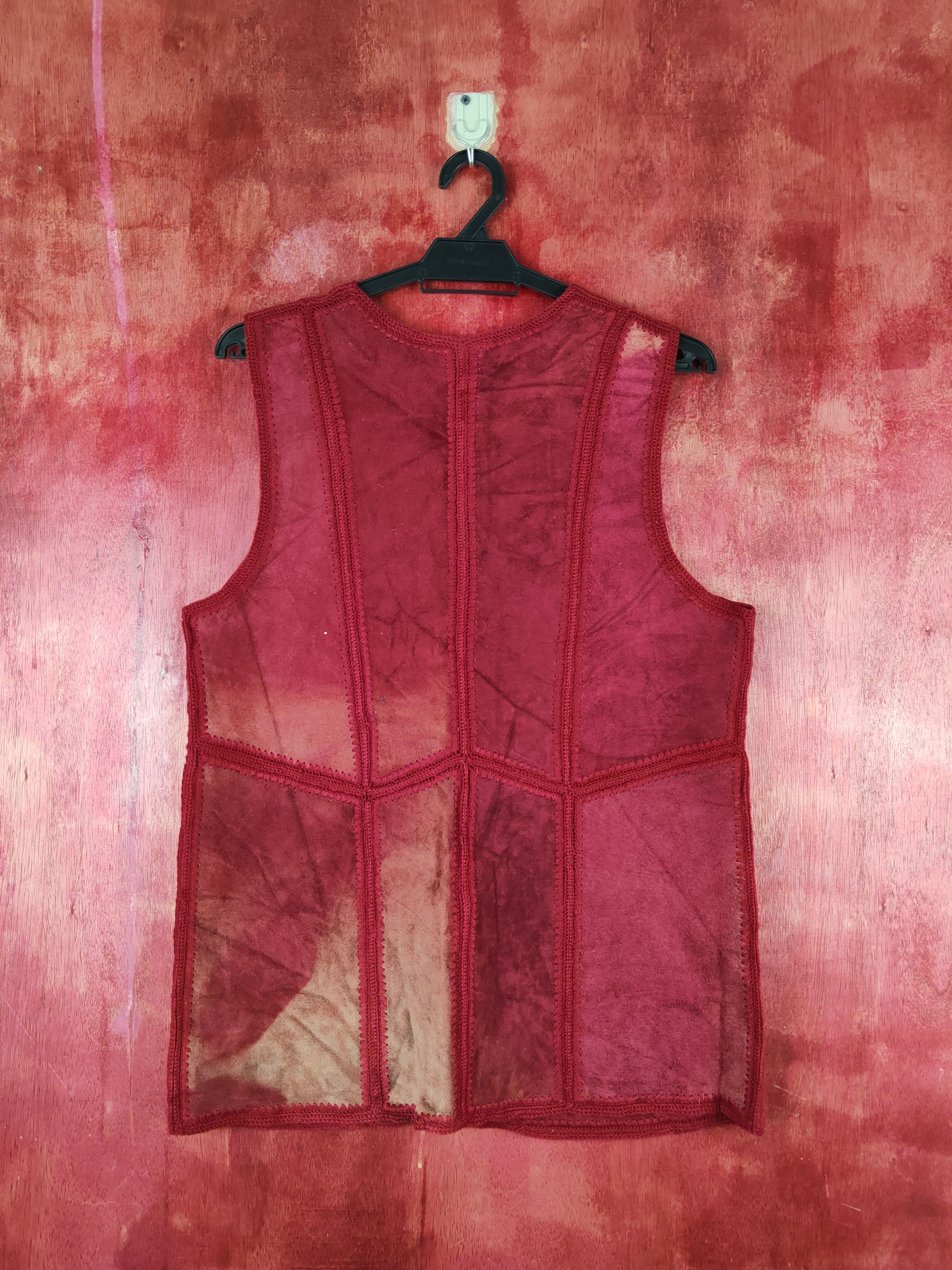 Genuine Leather Japan patchwork faded vintage leather Red Vests #S1362 Size US M / EU 48-50 / 2 - 8 Thumbnail