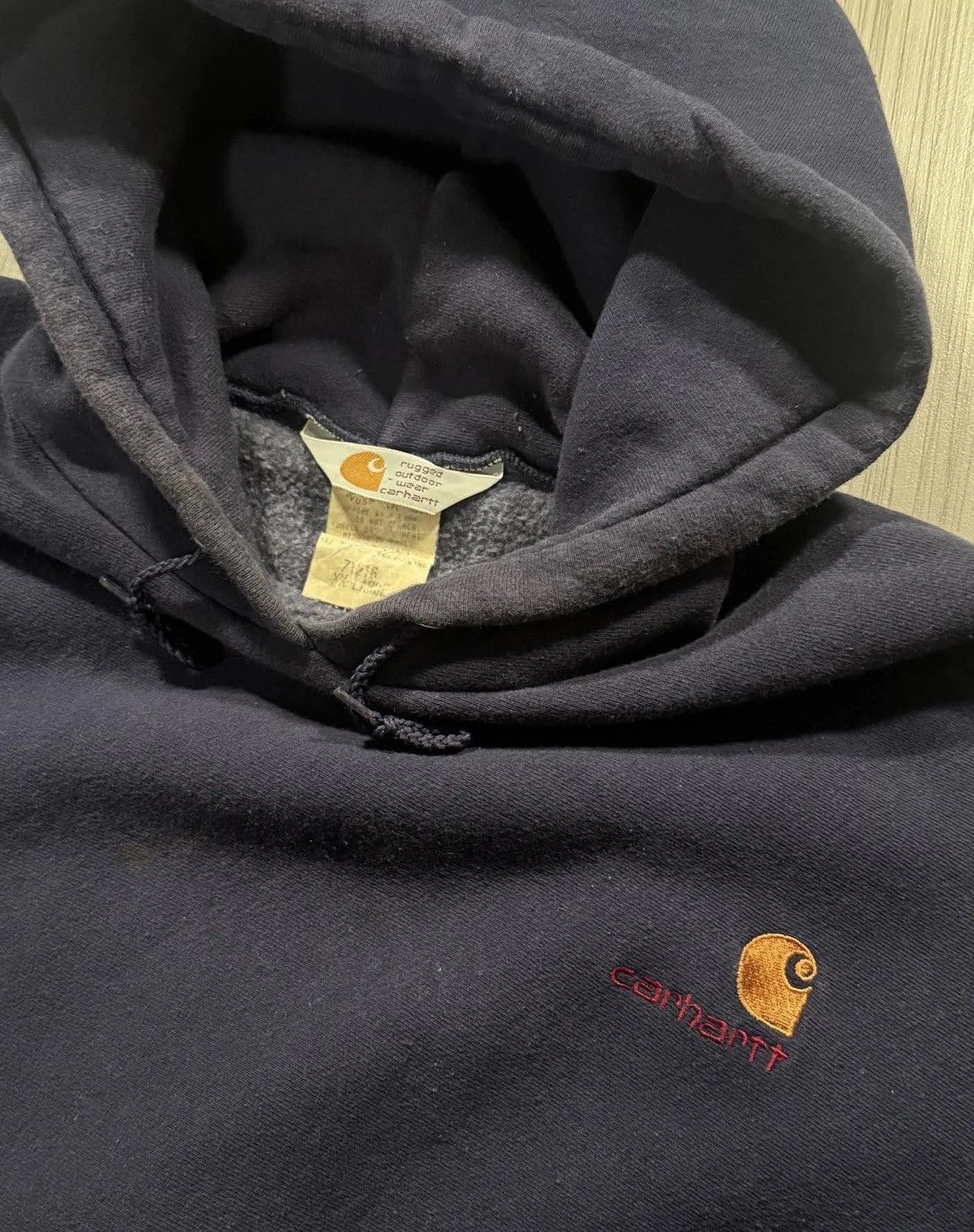 Carhartt Vintage Carhartt Rugged Wear Navy Hoodie (Size XXL) Size US XXL / EU 58 / 5 - 2 Thumbnail