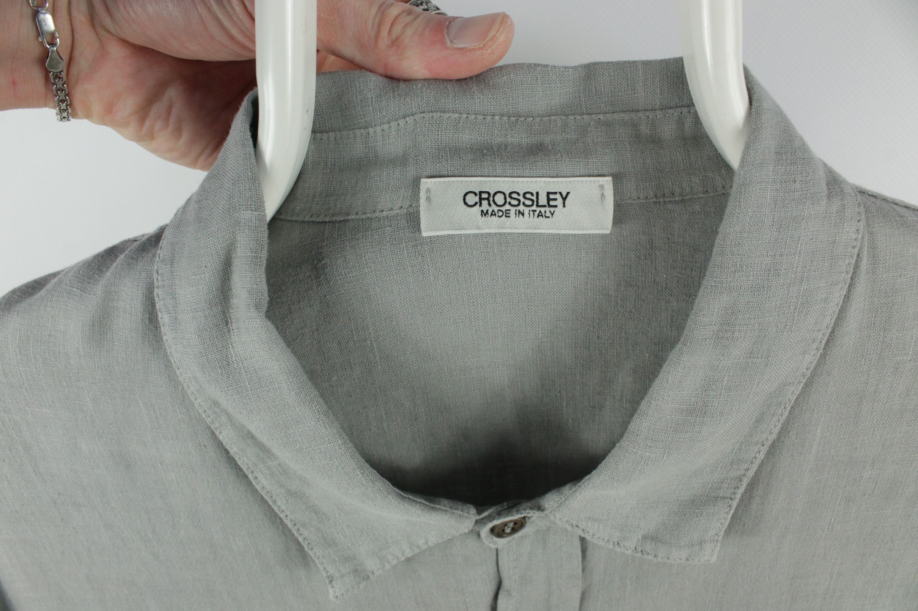 Crossley Crossley Relax Fit Light Gray Linen Casual Shirt Men's Size US M / EU 48-50 / 2 - 3 Thumbnail