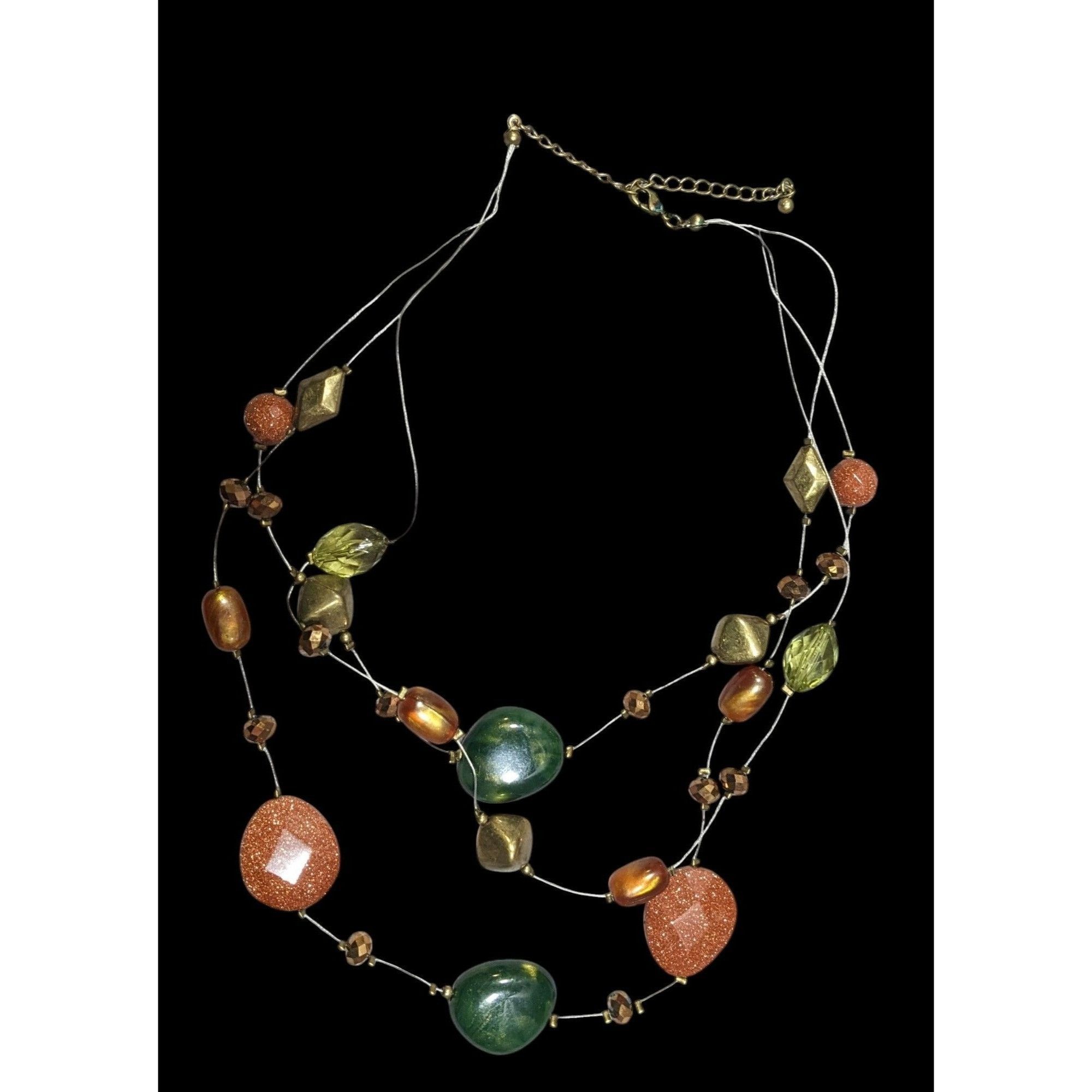 Other Nature Inspired Goldstone And Glass Beaded Statement Necklac Size ONE SIZE - 1 Thumbnail