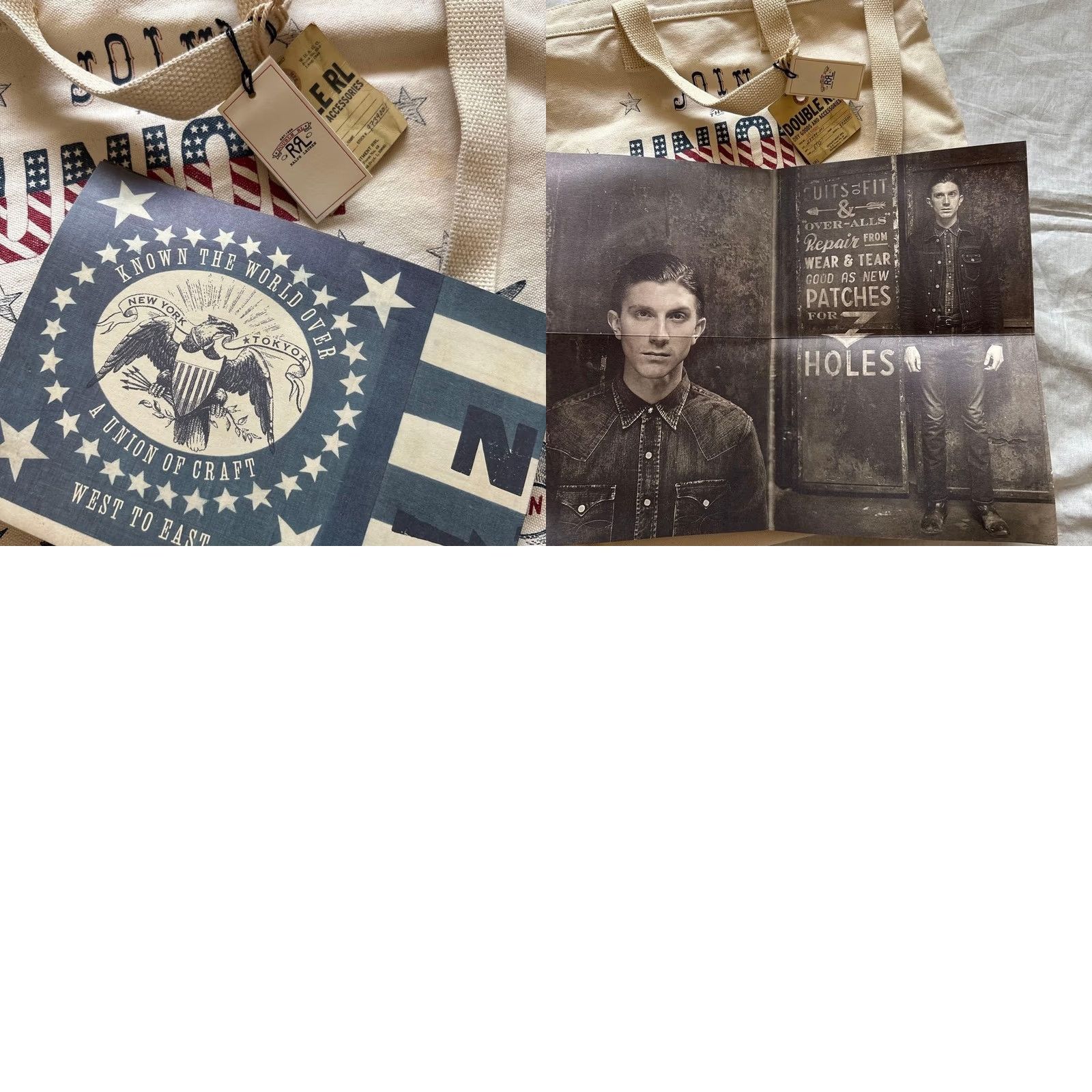 Ralph Lauren RRL Ralph Lauren Bag Tote Shoulder Military Design White Canvas Unisex Adults Medium Size ONE SIZE - 8 Thumbnail