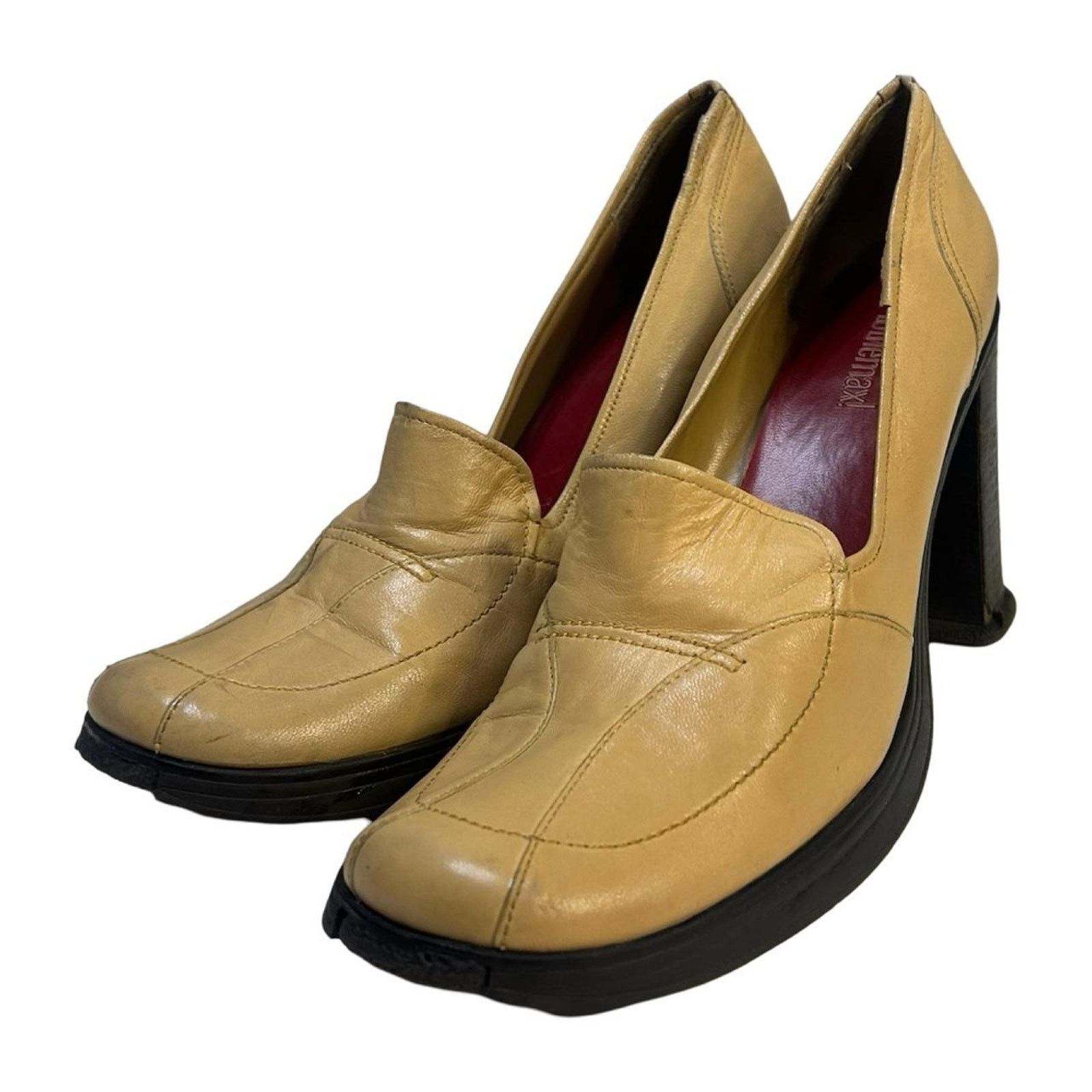 Vintage Y2k loafer heels witchy sz 10 yellow chunky Size US 10 / IT 40 - 3 Thumbnail