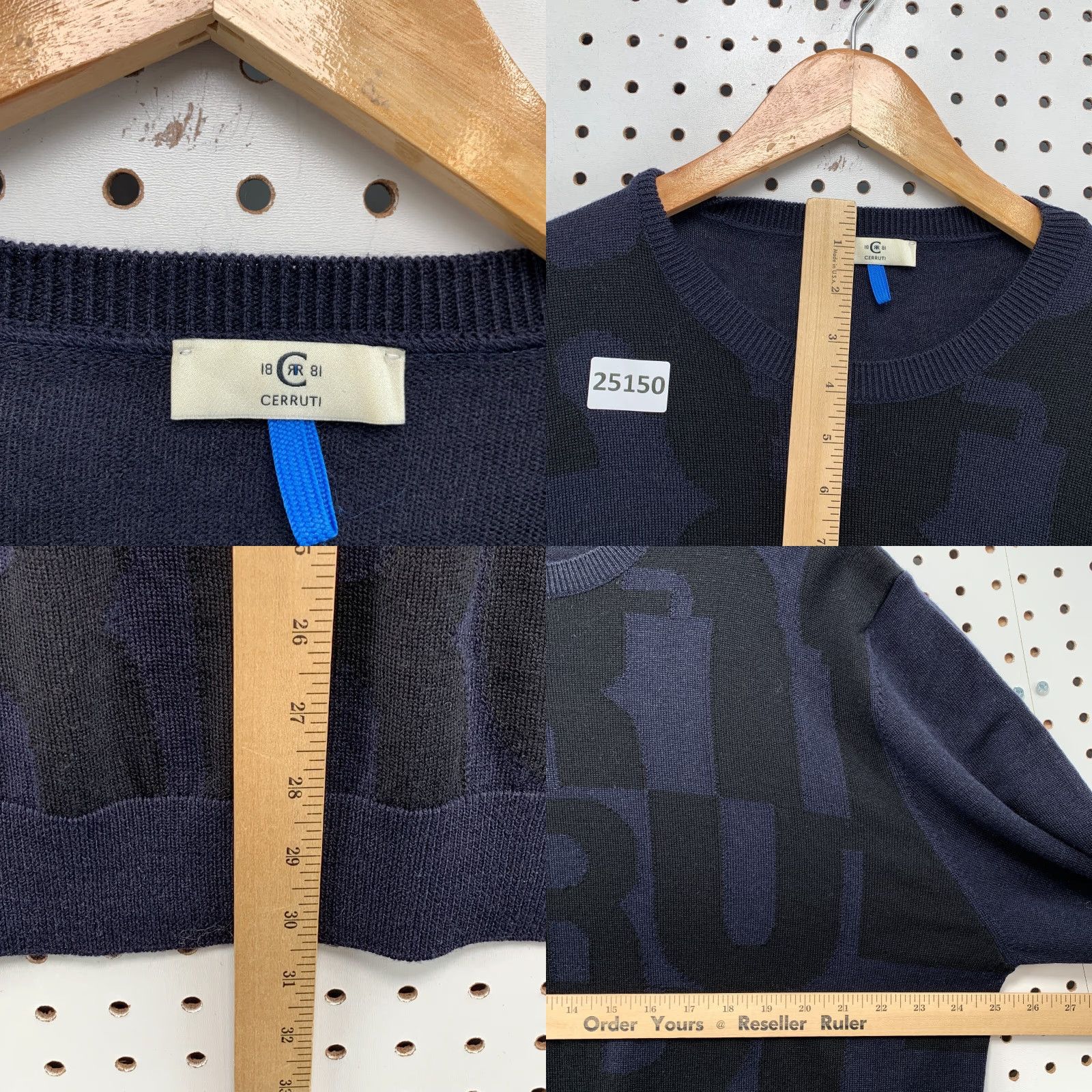 Vintage Cerruti Sweater Blue Black Spell Out Adult Mens Large 100% Wool Crewneck 25.5x30 Size US L / EU 52-54 / 3 - 8 Thumbnail