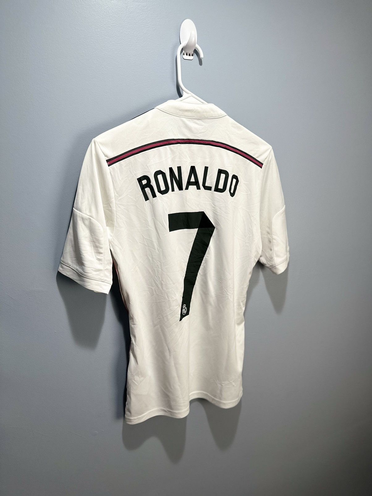 image of Adidas x Soccer Jersey Original Real Madrid Cristiano Ronaldo 2014 Soccer Jersey in White (Size Sma