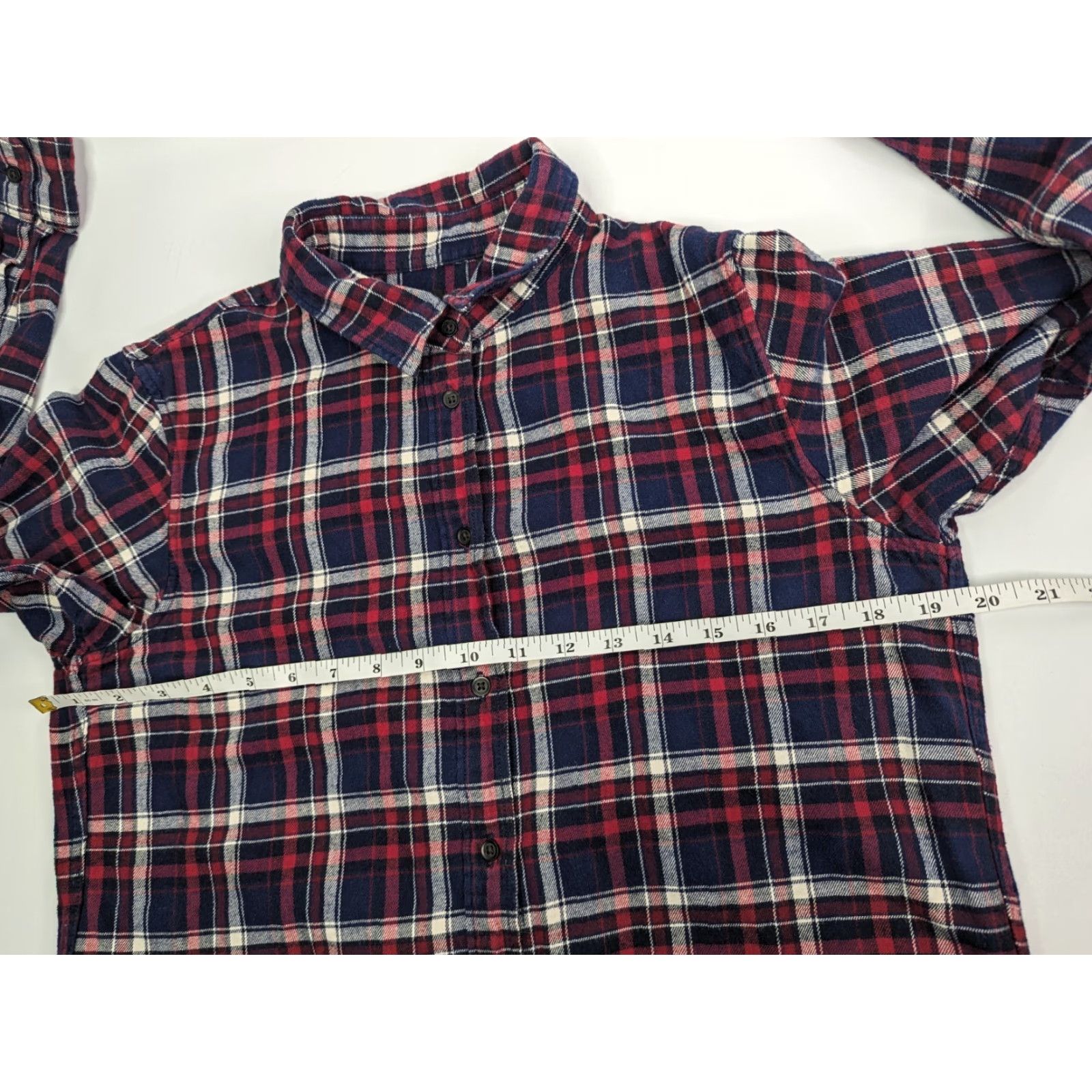 Uniqlo Uniqlo Shirt Women’s Medium Blue Red Plaid Long Sleeve Button Up Flannel Cotton Size M / US 6-8 / IT 42-44 - 6 Thumbnail