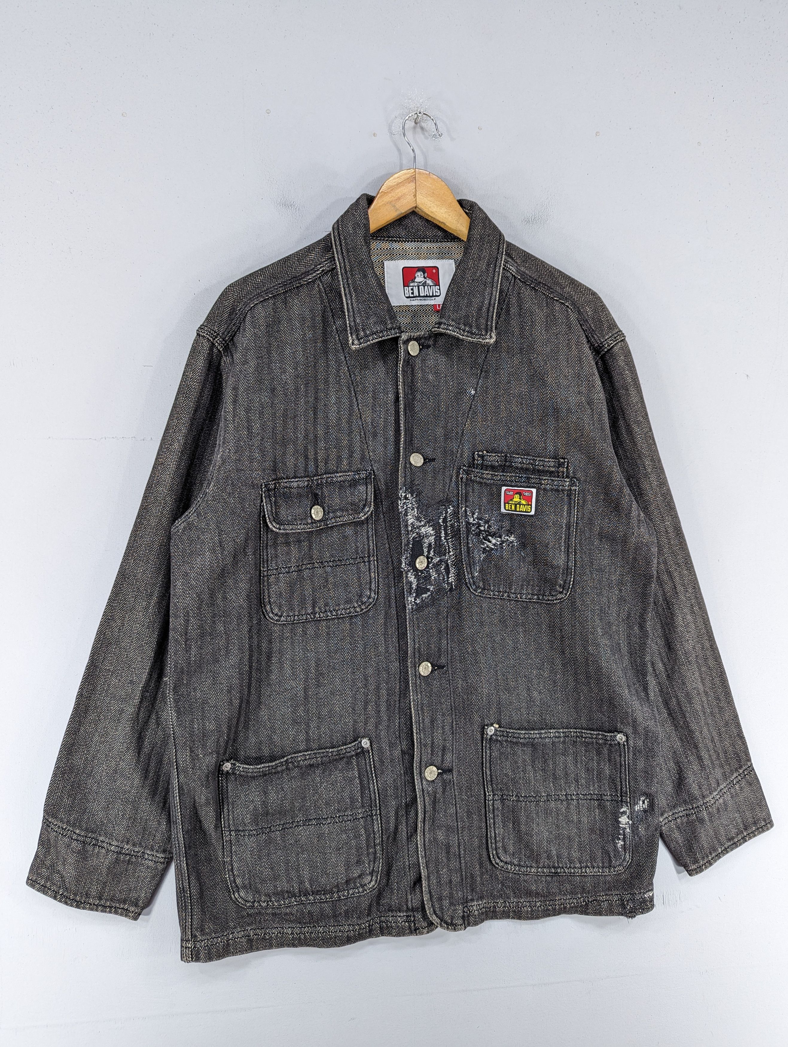 Ben Davis Vintage Ben Davis Distressed Herringbone Chore Jacket Size US L / EU 52-54 / 3 - 3 Thumbnail