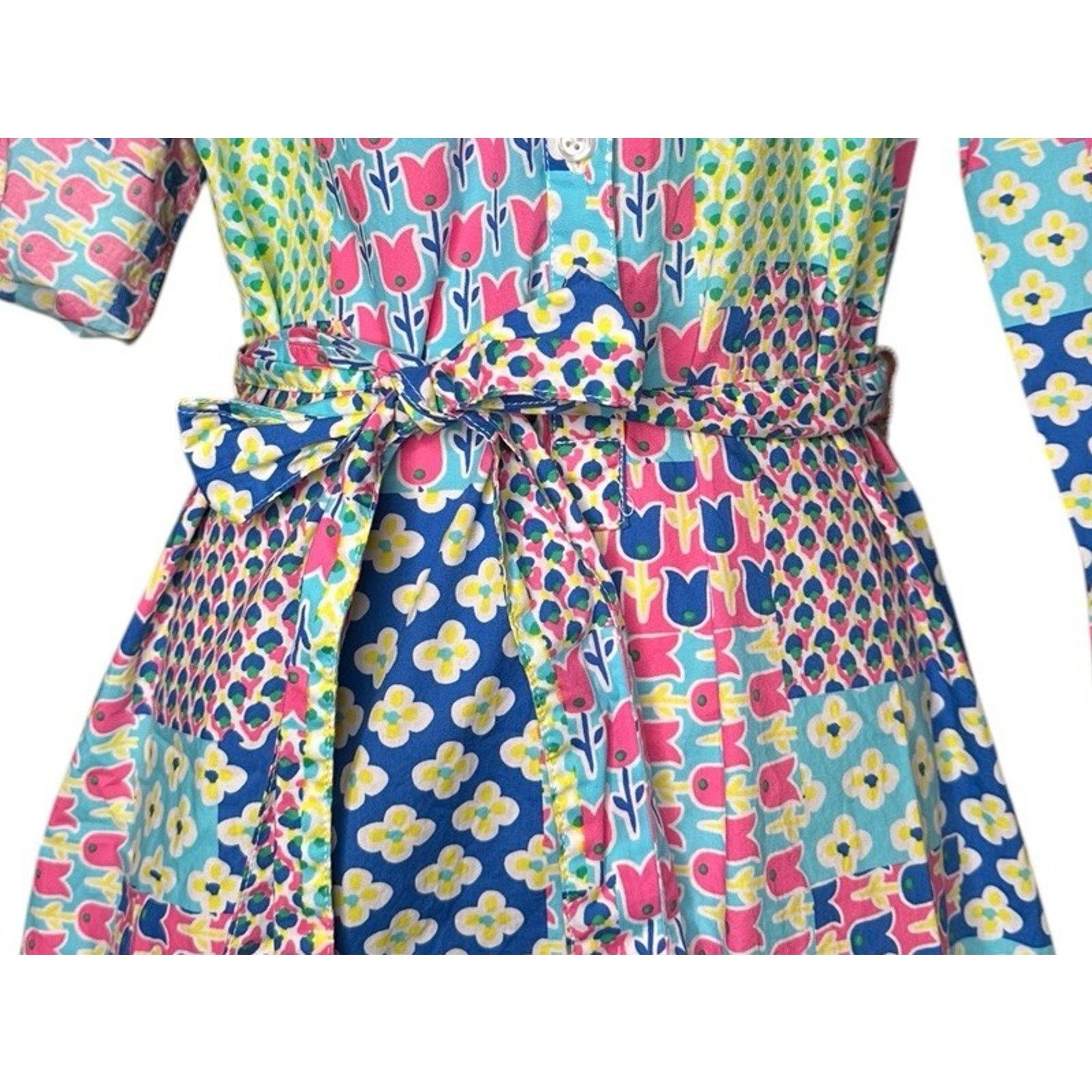 Other Talbots Island Patchwork Floral Print Belted Shirt Dress 4 Size S / US 4 / IT 40 - 5 Thumbnail