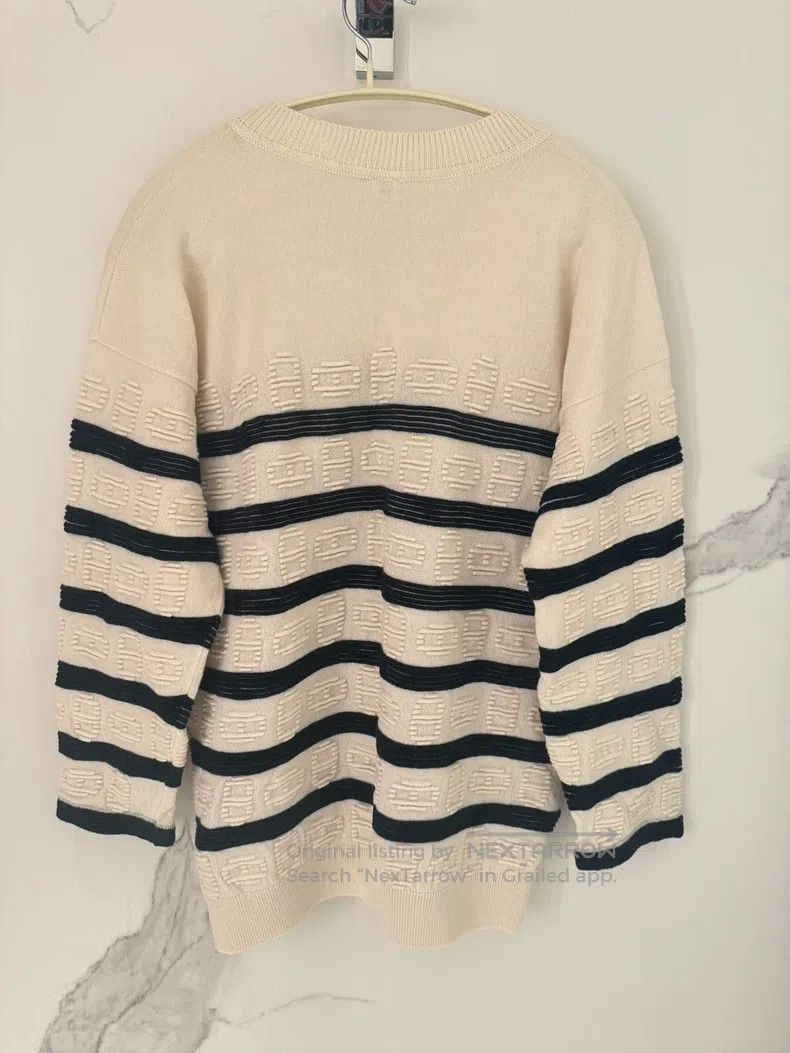 Hermes Hermes Navy and white striped pig nose logo cashmere sweat Size XXS / US 00 / IT 34 - 2 Thumbnail