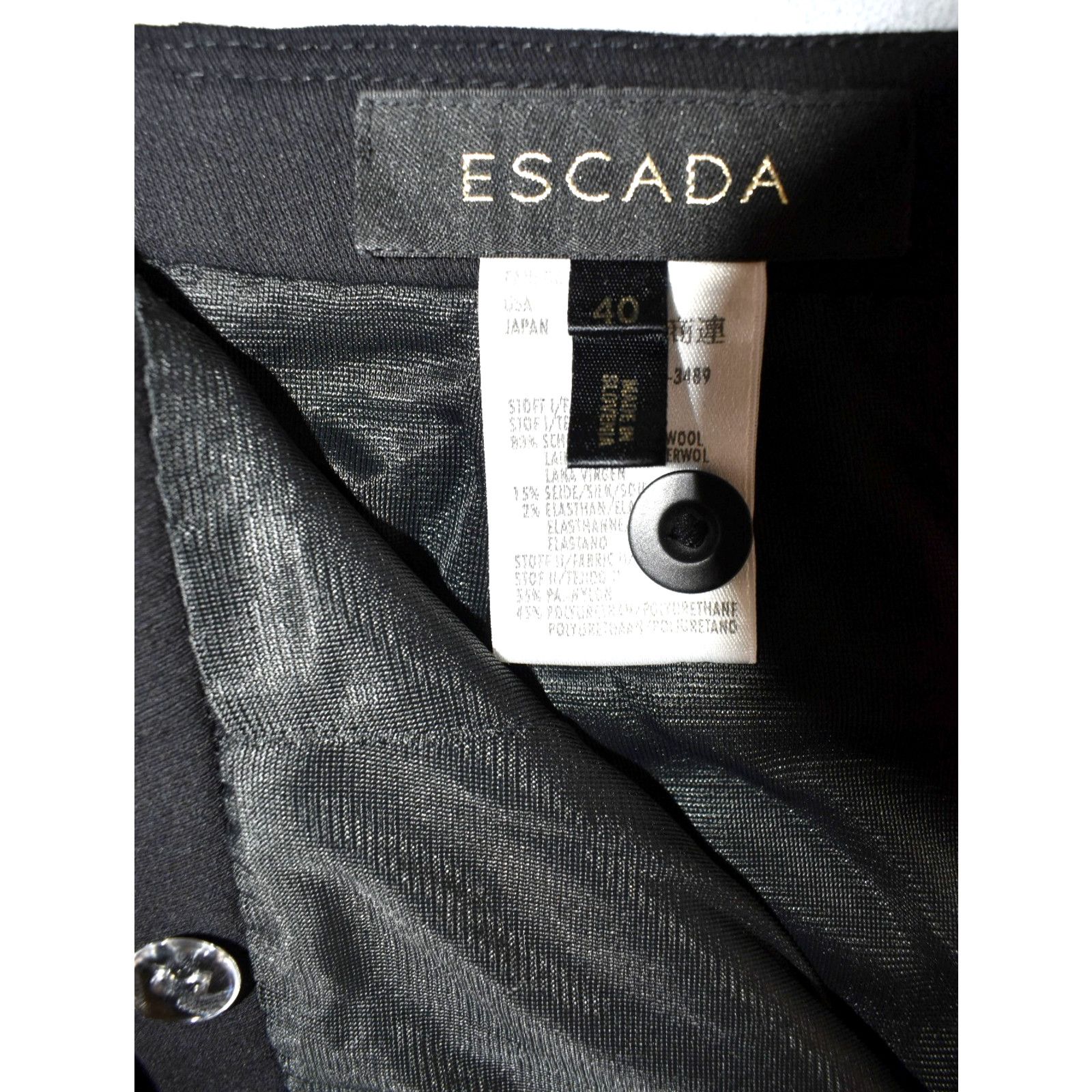 Escada ESCADA Black Wool Blend Faux Leather Side Panel Pants Sz 40 Size 30" / US 8 / IT 44 - 4 Thumbnail
