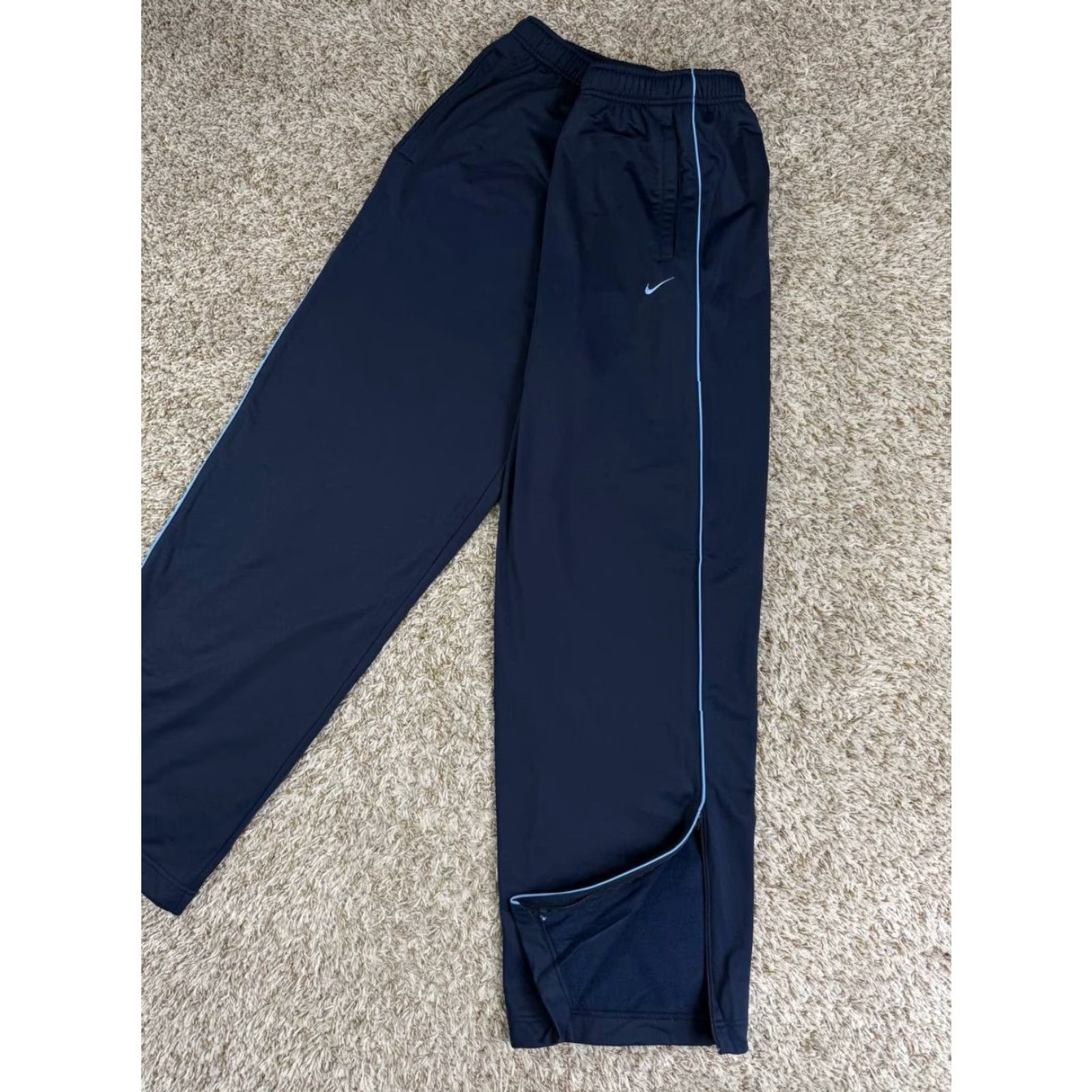 Nike VINTAGE Nike Track Pants Side Stripe Ankle Zip Navy Blue Large Mens Regular Size Size US 33 - 4 Thumbnail