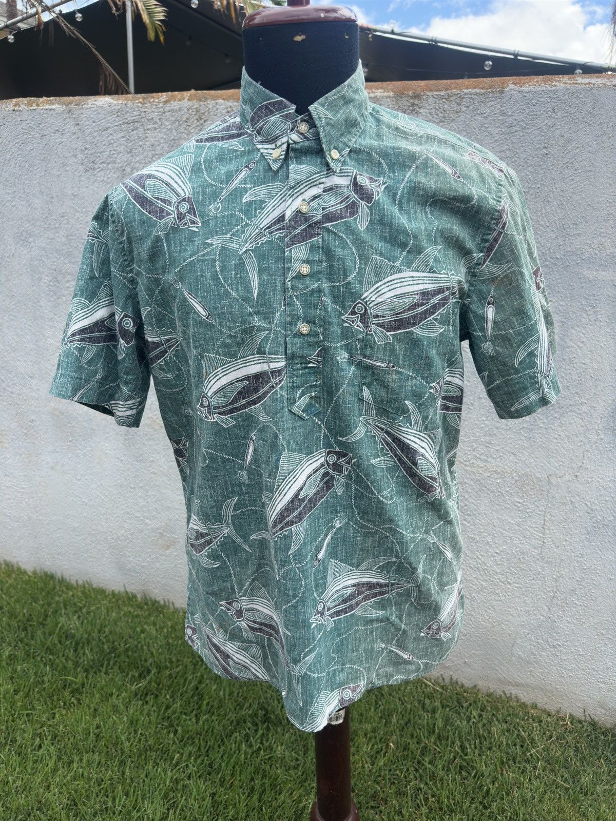PreOwned Reyn Spooner Hawaiian Print Green Men's S