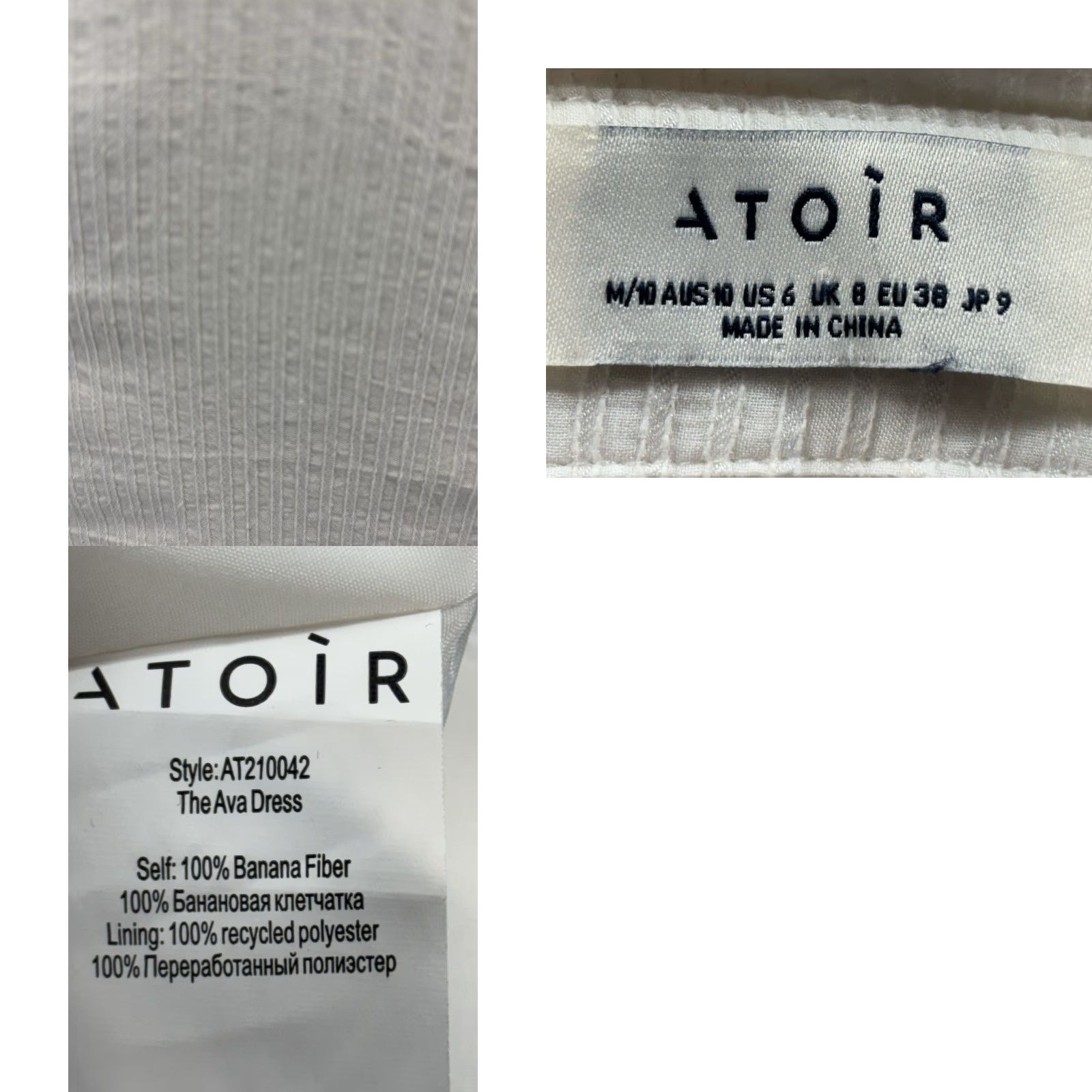 Vintage Atoir The Ava Shirt Dress - Womens Size 6 White Banana Fiber Mini Tie Waist Size M / US 6-8 / IT 42-44 - 8 Thumbnail