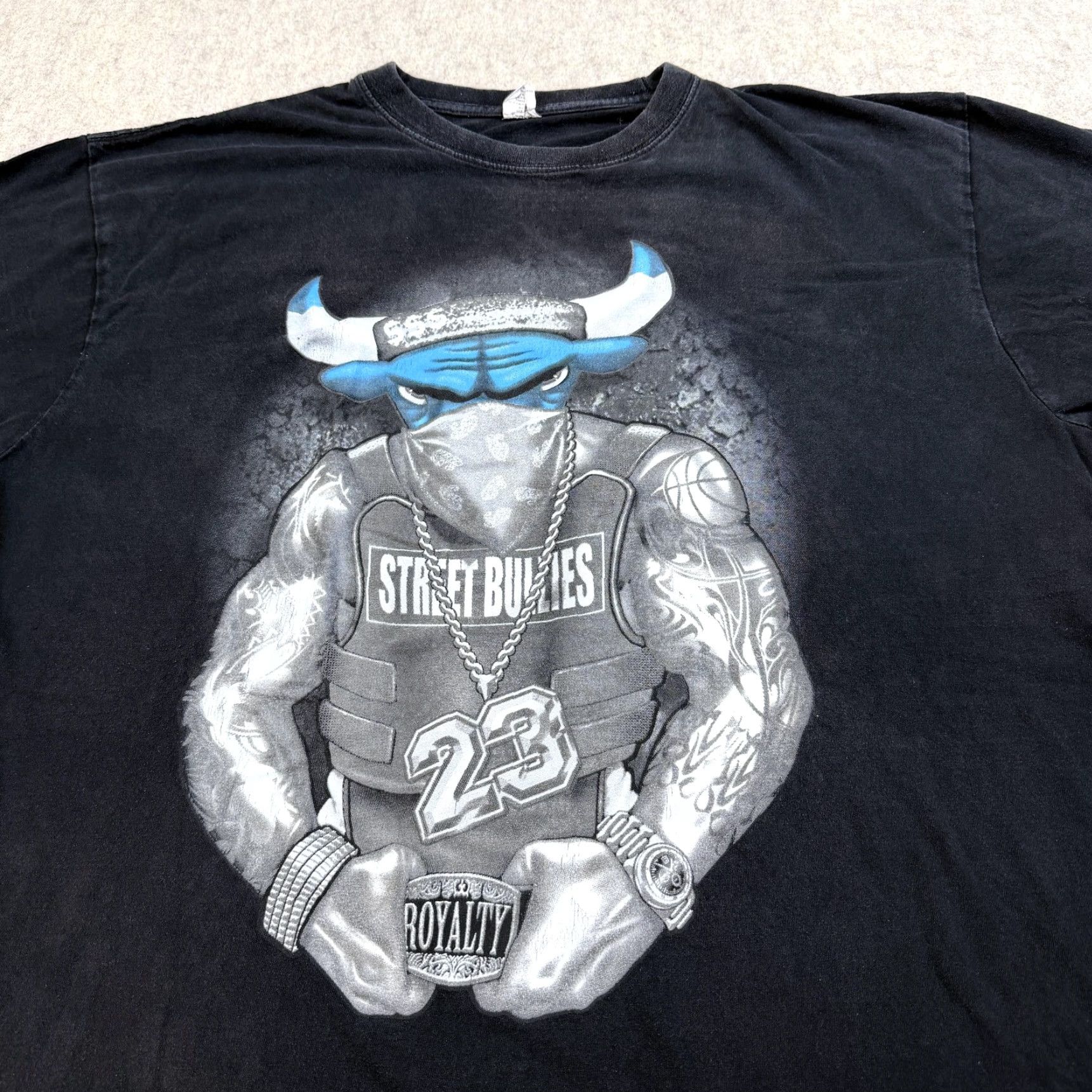 Vintage Flying Horse Street Bullies Shirt Mens 5XL Black Graphic Bull 23 Royalty Size US XXL / EU 58 / 5 - 3 Thumbnail
