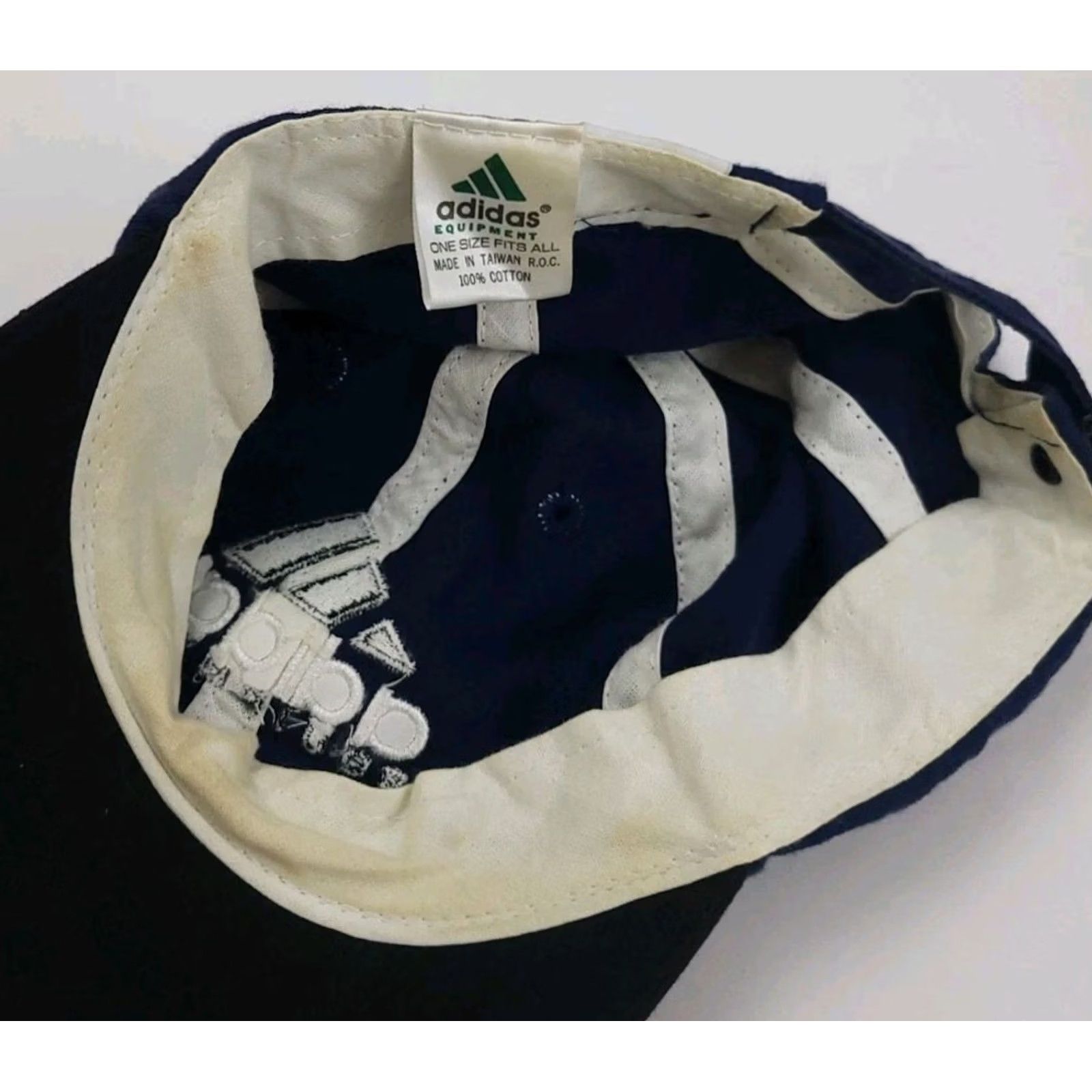 Adidas VINTAGE Adidas Equipment Hat Navy Black USA Cotton Baseball Cap Mens Adjustable Blue 90s Rare Embroidery 2 Tone Size ONE SIZE - 3 Thumbnail