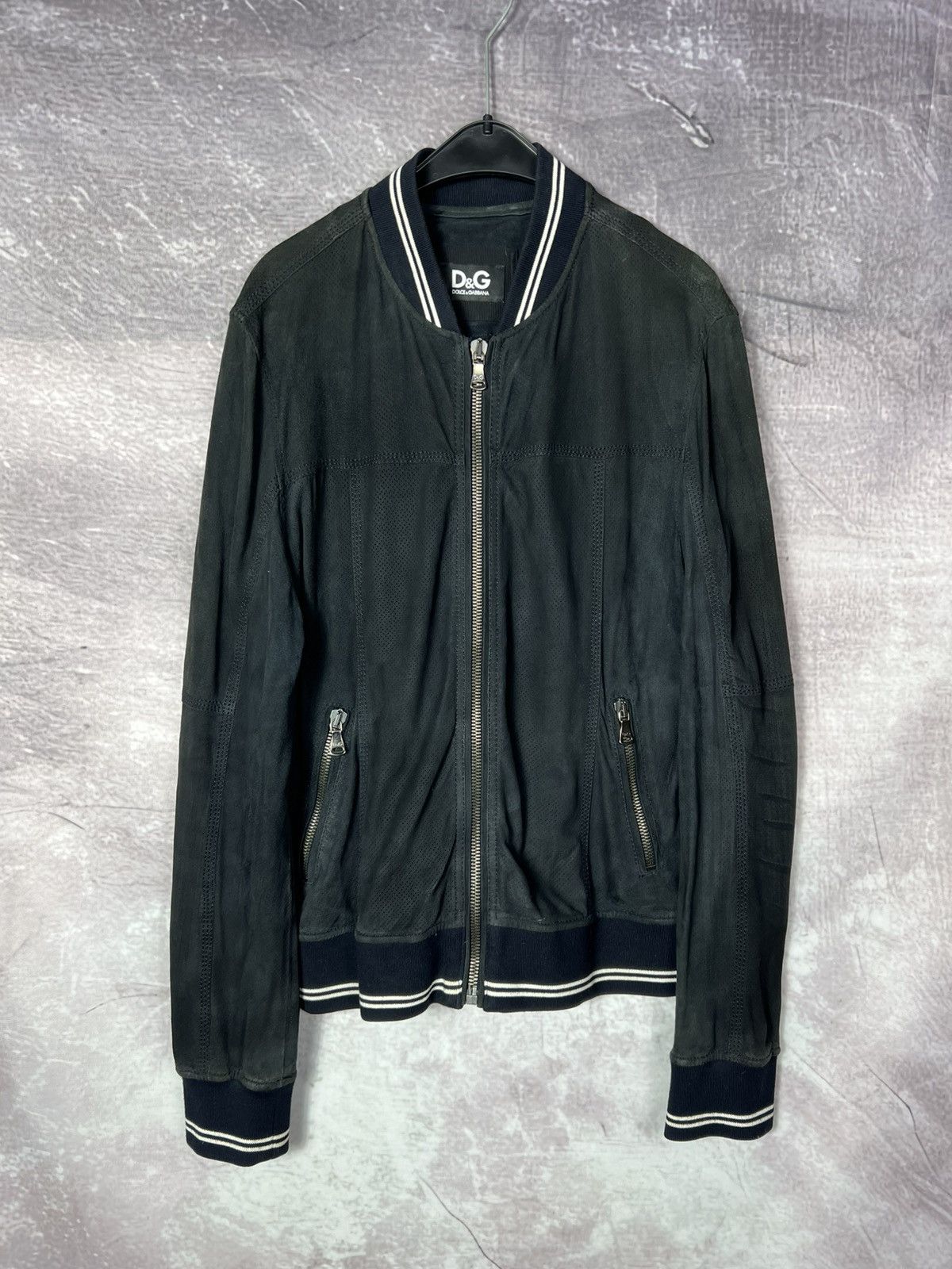 Dolce & Gabbana Dolce & Gabbana Perforated Goatskin Suede Bomber Jacket Size US L / EU 52-54 / 3 - 3 Thumbnail