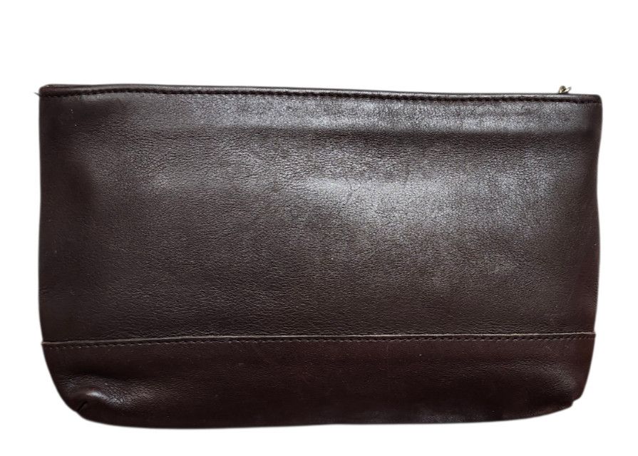 Coach Vintage Coach Leather Cosmetic Pouch Brown Zip Clutch Size ONE SIZE - 4 Thumbnail