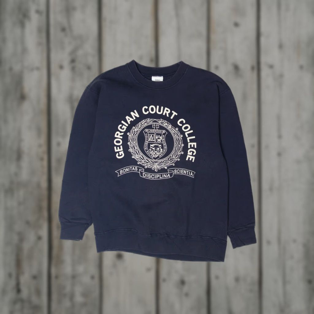 Vintage VINTAGE Cotton Exchange Navy Blue Georgia Court College Sweatshirt 1990s Large Mens Size US L / EU 52-54 / 3 - 1 Thumbnail