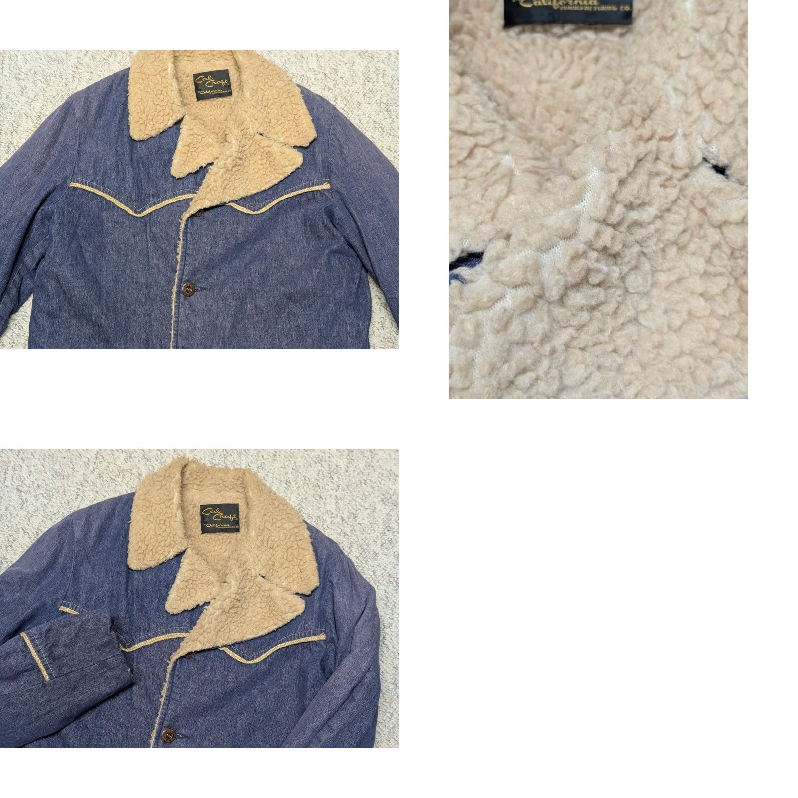 Denime VINTAGE denim RANCHER sherpa coat 42 blue JEAN CAL CRAFT denim jacket M Mens Size US 31 - 8 Thumbnail