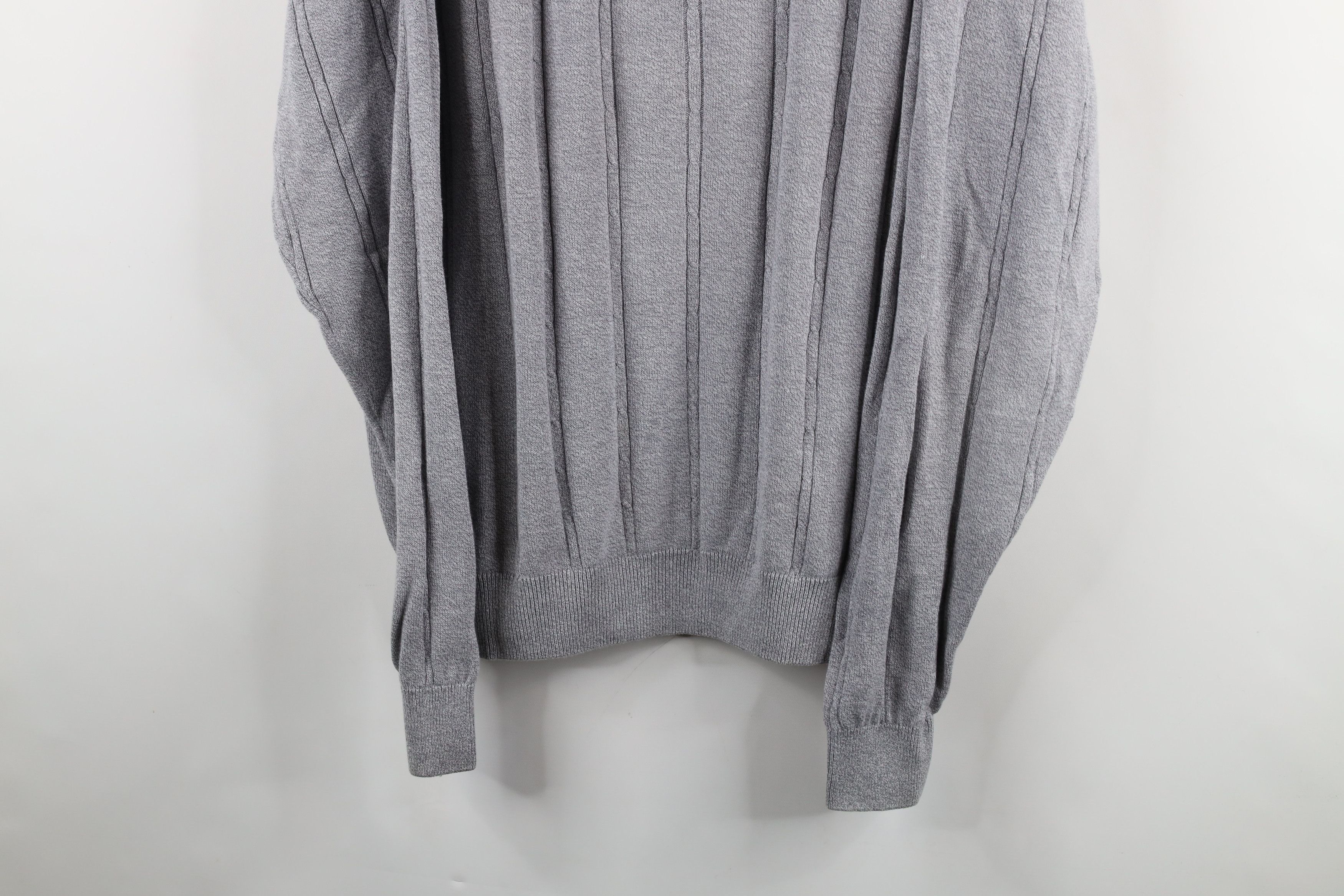 Vintage Vintage 90s Streetwear Blank Cotton Cable Knit Sweater Gray Size US L / EU 52-54 / 3 - 3 Thumbnail