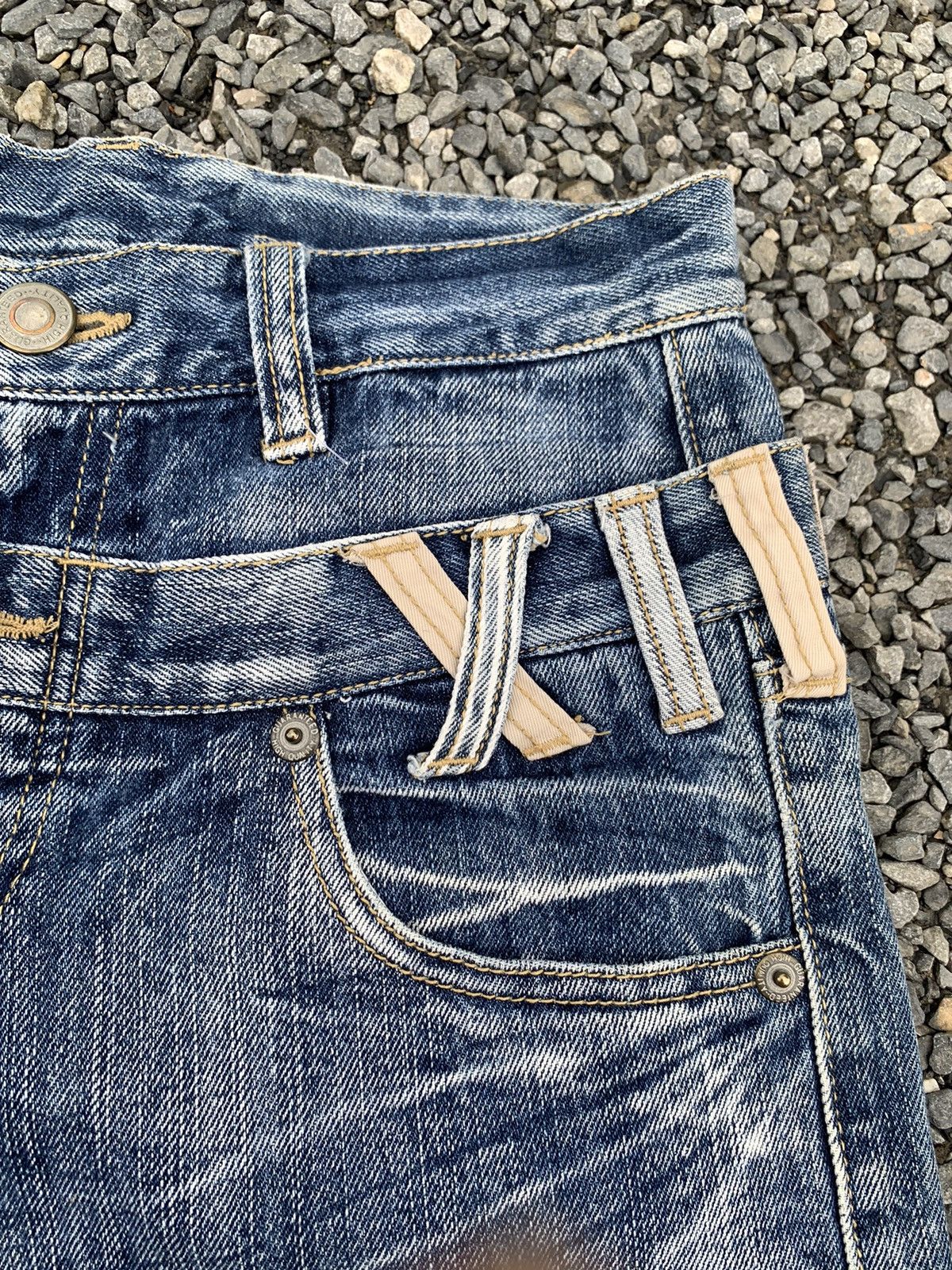 If Six Was Nine DOUBLE WAIST PUNK STYLE JAPANESE MUDMAX DISTRESSED DENIM Size US 28 / EU 44 - 10 Thumbnail