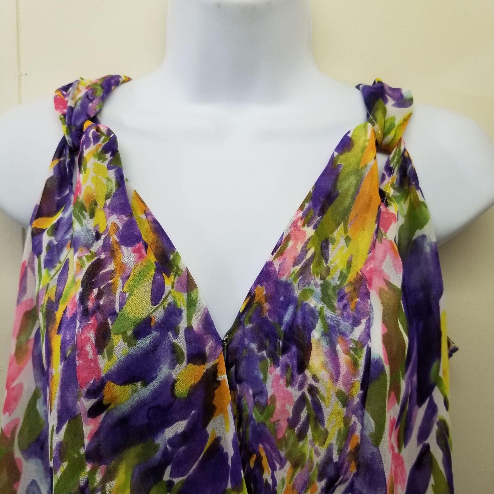 Other Cabi S Petals Watercolor Floral Top Sheer Surplice 730 Chiff Size S / US 4 / IT 40 - 3 Thumbnail