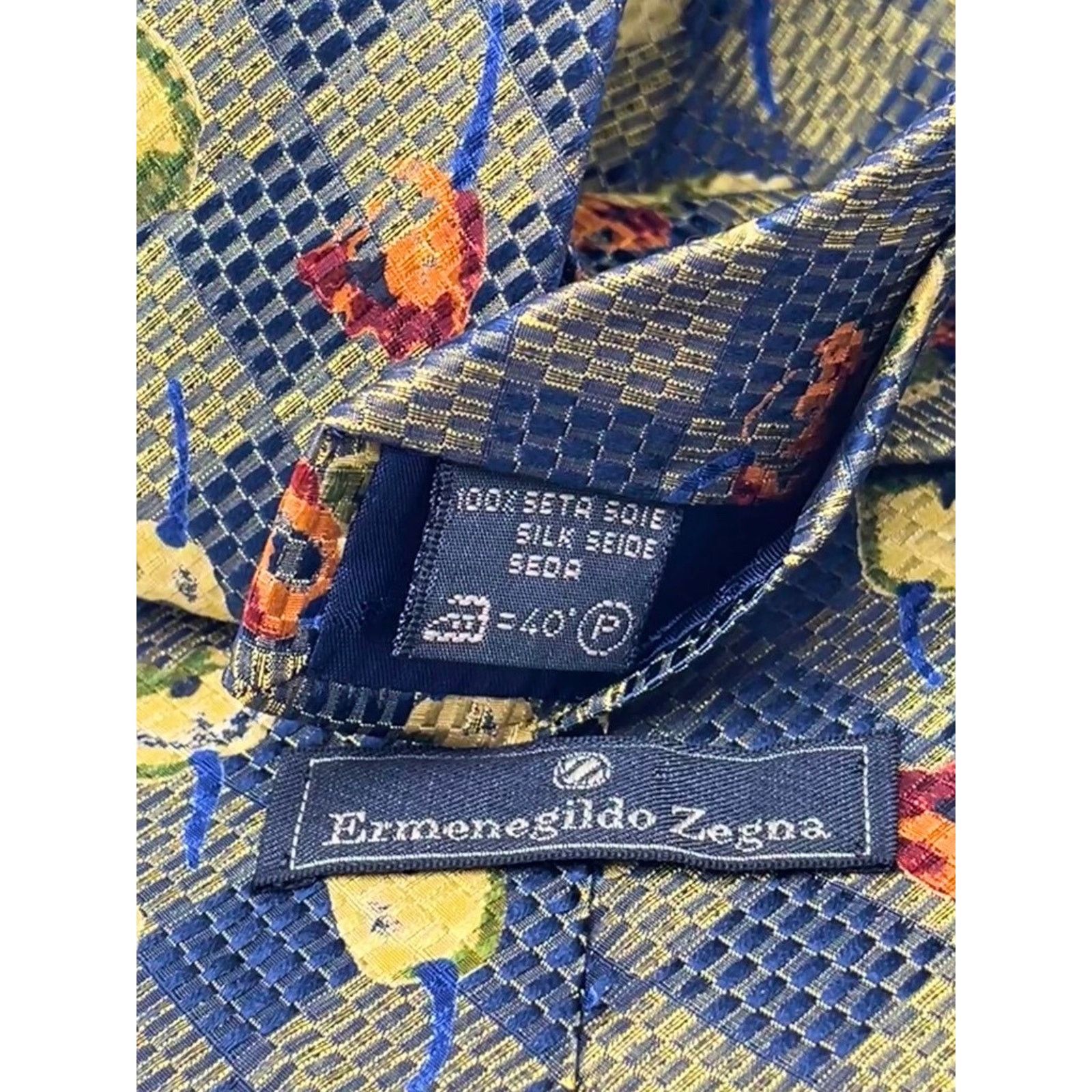 Ermenegildo Zegna Ermenegildo Zegna 100% Silk Tie Floral Diamond Pattern Italy Size ONE SIZE - 9 Thumbnail