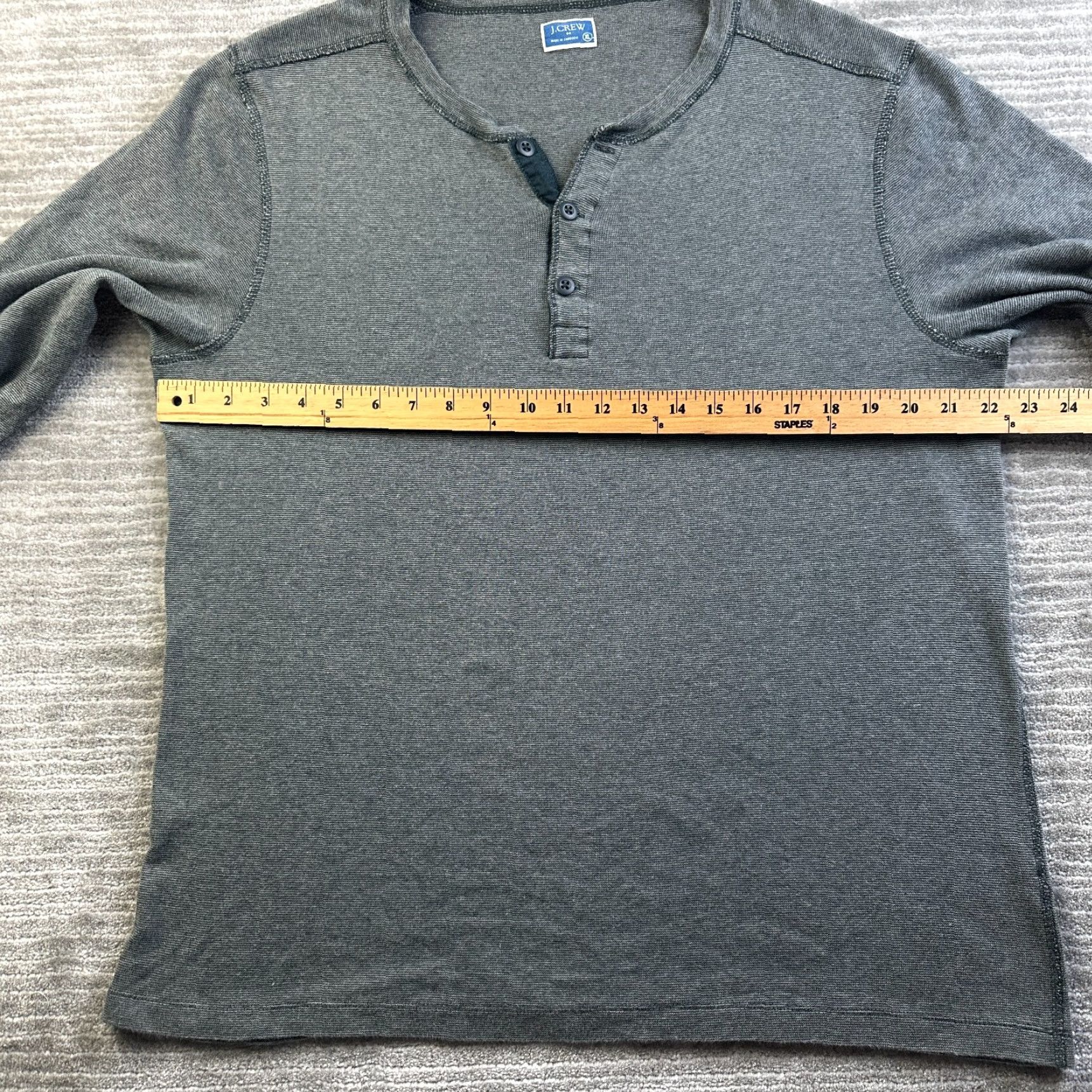 J.Crew J. Crew Shirt Mens XL Gray Henley Knit Button Long Sleeve T-Shirt Regular Cotton Knit Casual Vintage No Size US XL / EU 56 / 4 - 7 Thumbnail