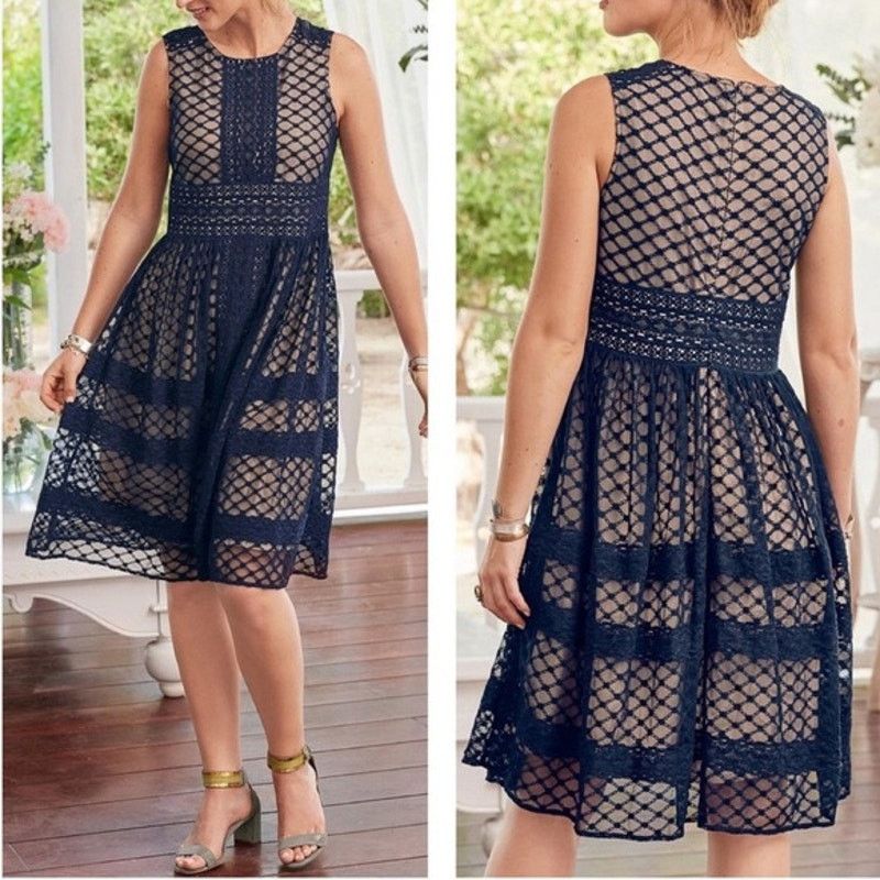 Sundry Sundance Womens Avery A-Line Dress 8 Lattice Wedding Guest Size M / US 6-8 / IT 42-44 - 1 Thumbnail