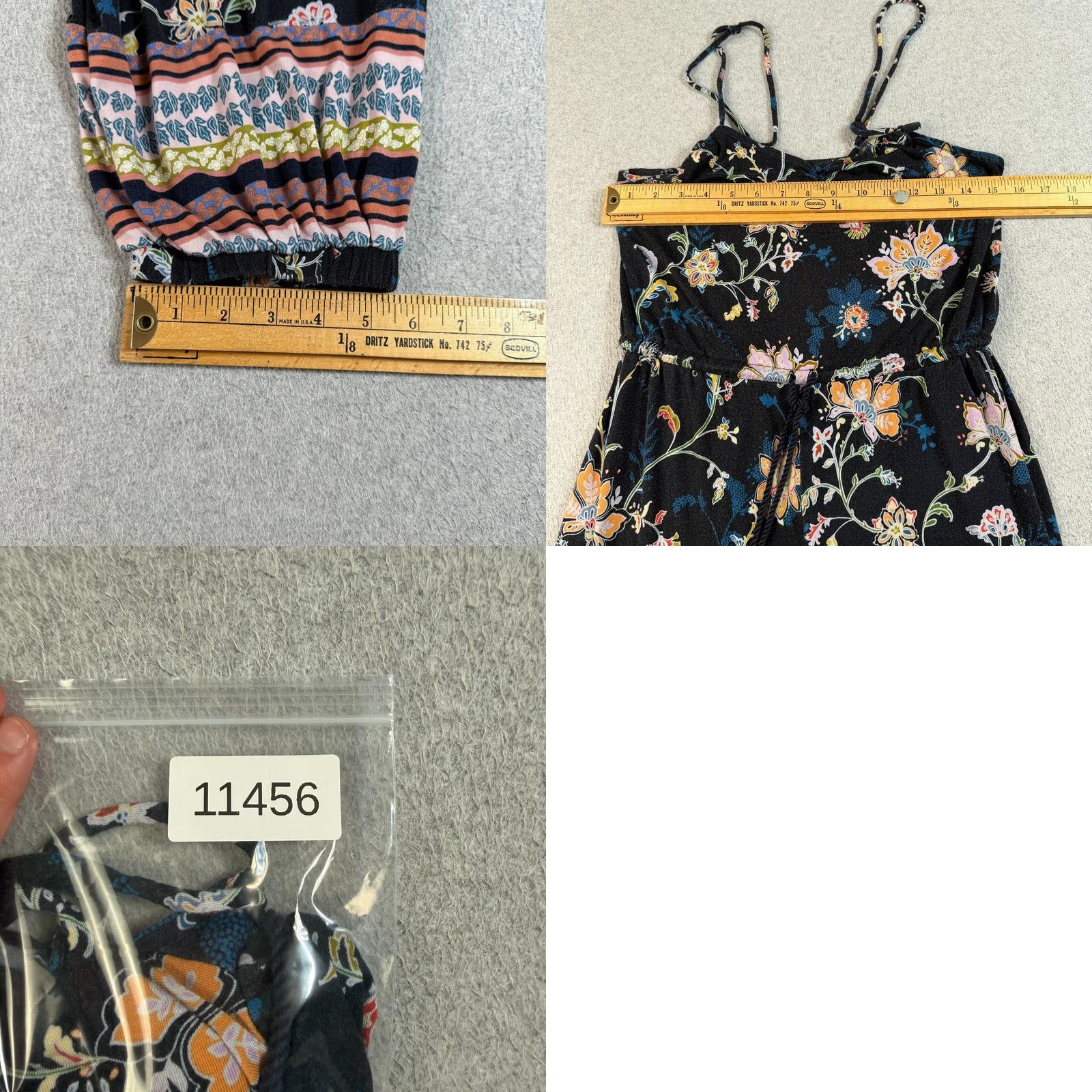 Anthropologie VINTAGE: no — Anthropologie Jumpsuit Women S Black Floral Boho Ruffle Lightweight Comfort Size 28" / US 6 / IT 42 - 8 Thumbnail