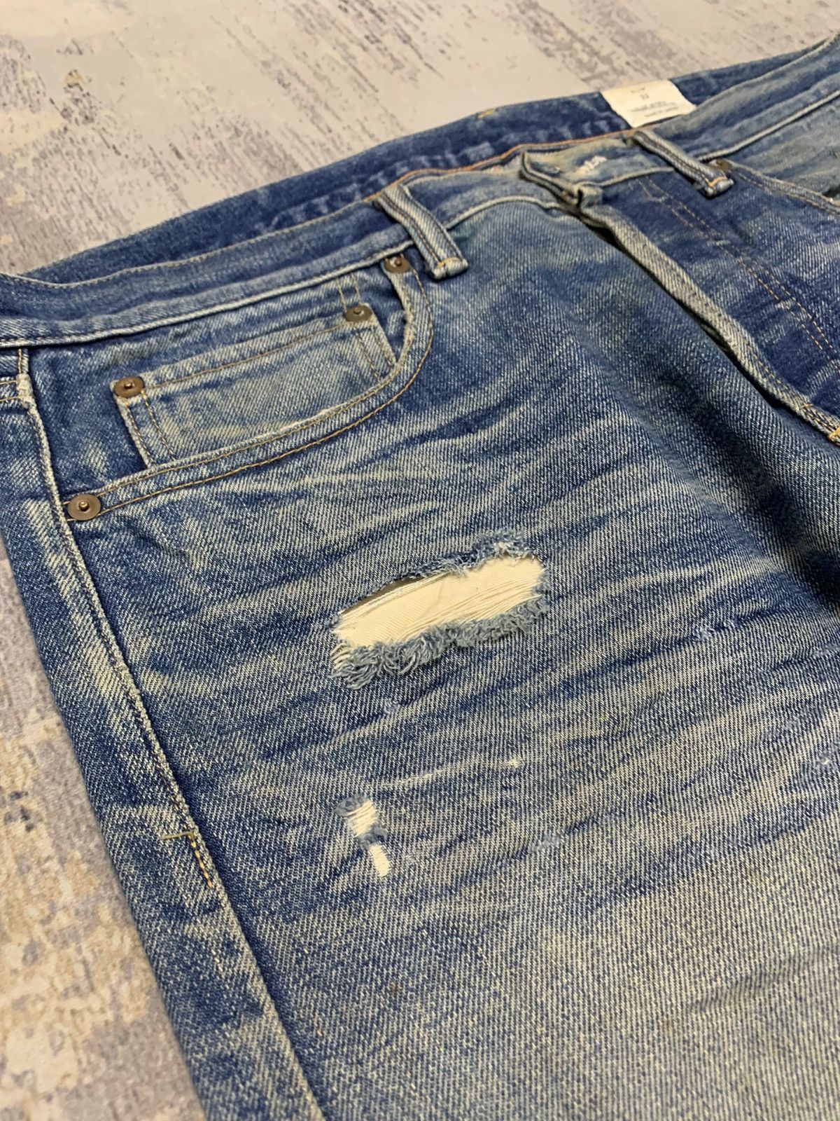 Japanese Brand Japanese Blue Work Custom Sashiko Boro Selvedge Denim Size US 35 - 7 Thumbnail