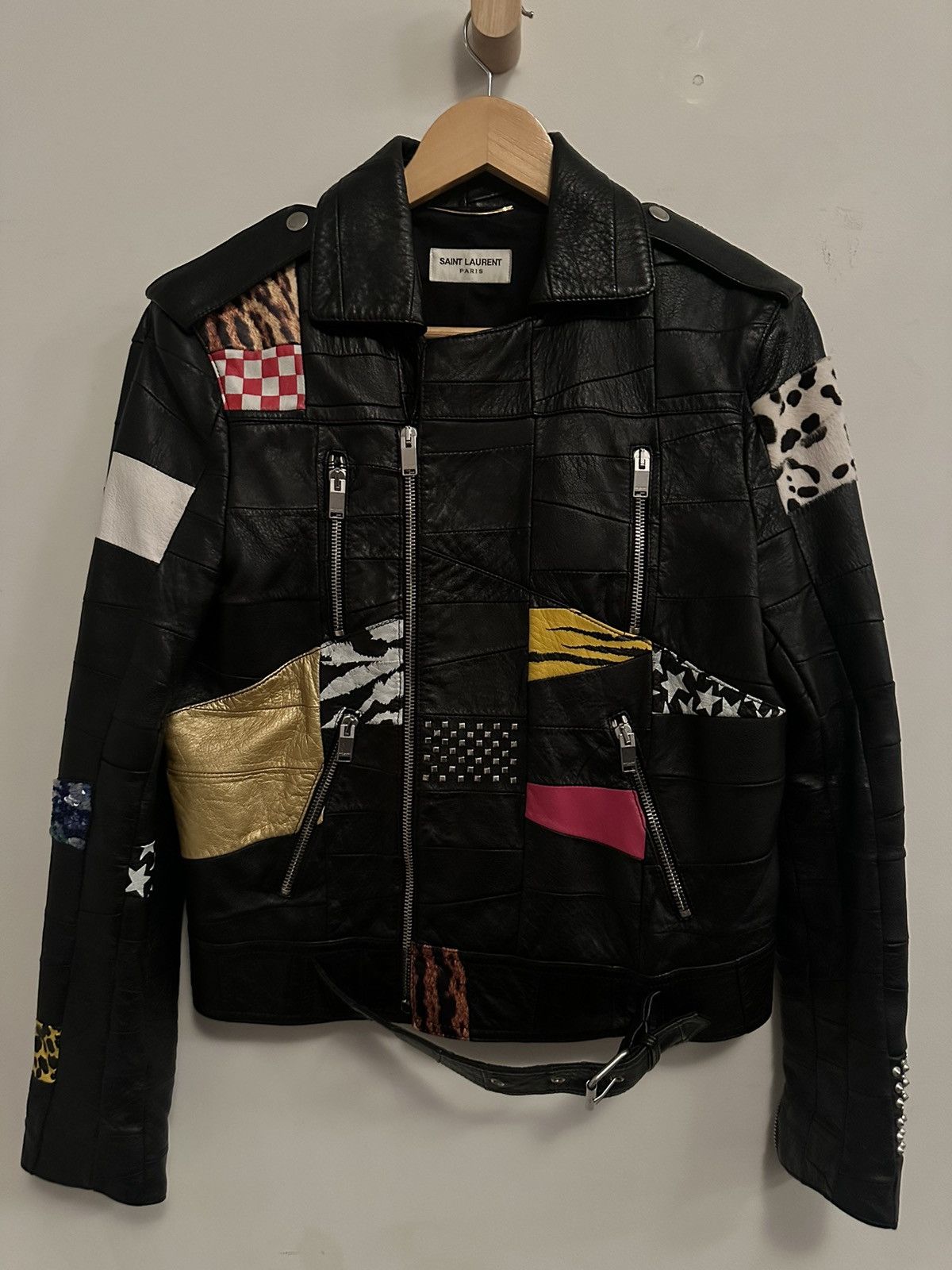 Saint Laurent Paris $9900 Saint Laurent Patchwork Rider Jacket Size US S / EU 44-46 / 1 - 2 Thumbnail