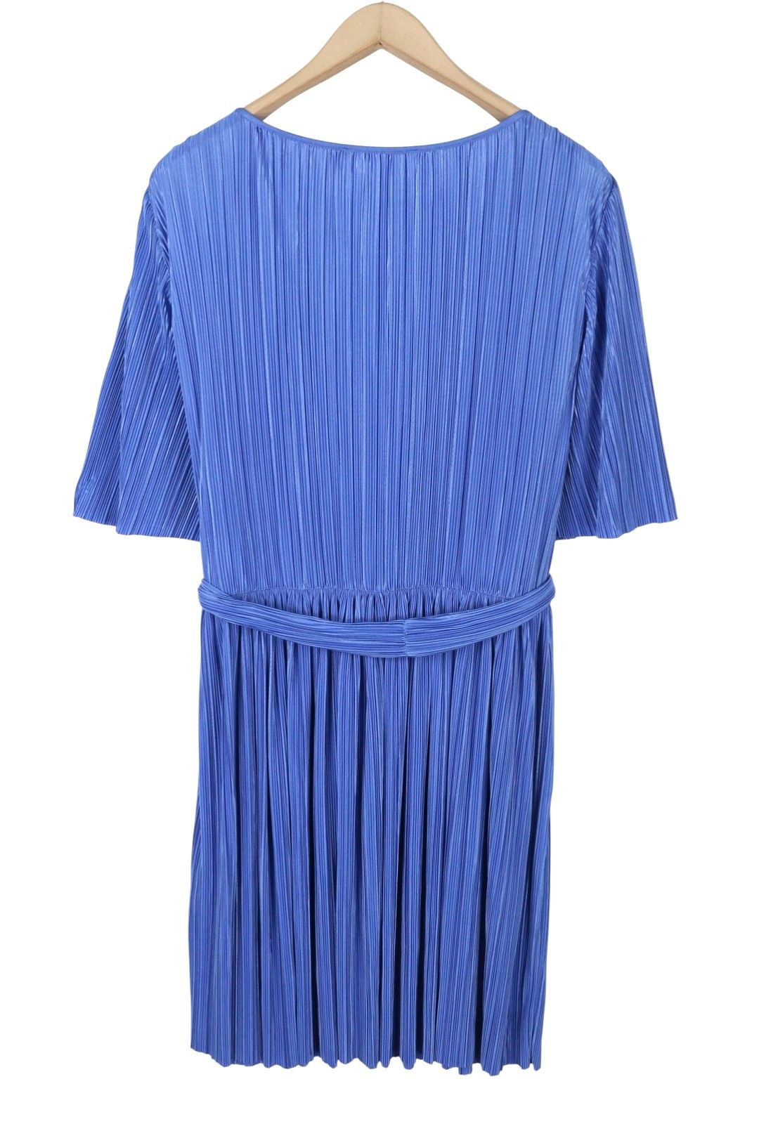 MAX&Co. XL Blue Textured Belted Short Sleeve Mini Dress 88914 Size XL / US 12-14 / IT 48-50 - 4 Thumbnail
