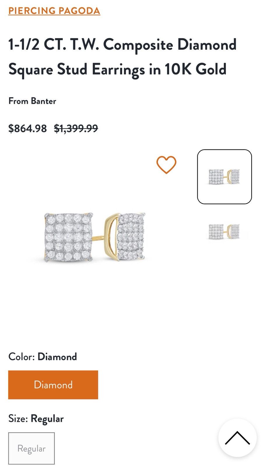 Jewelry 1-1/2 CT. T.W. Composite Diamond Stud Earrings in 10K Gold Size ONE SIZE - 1 Thumbnail