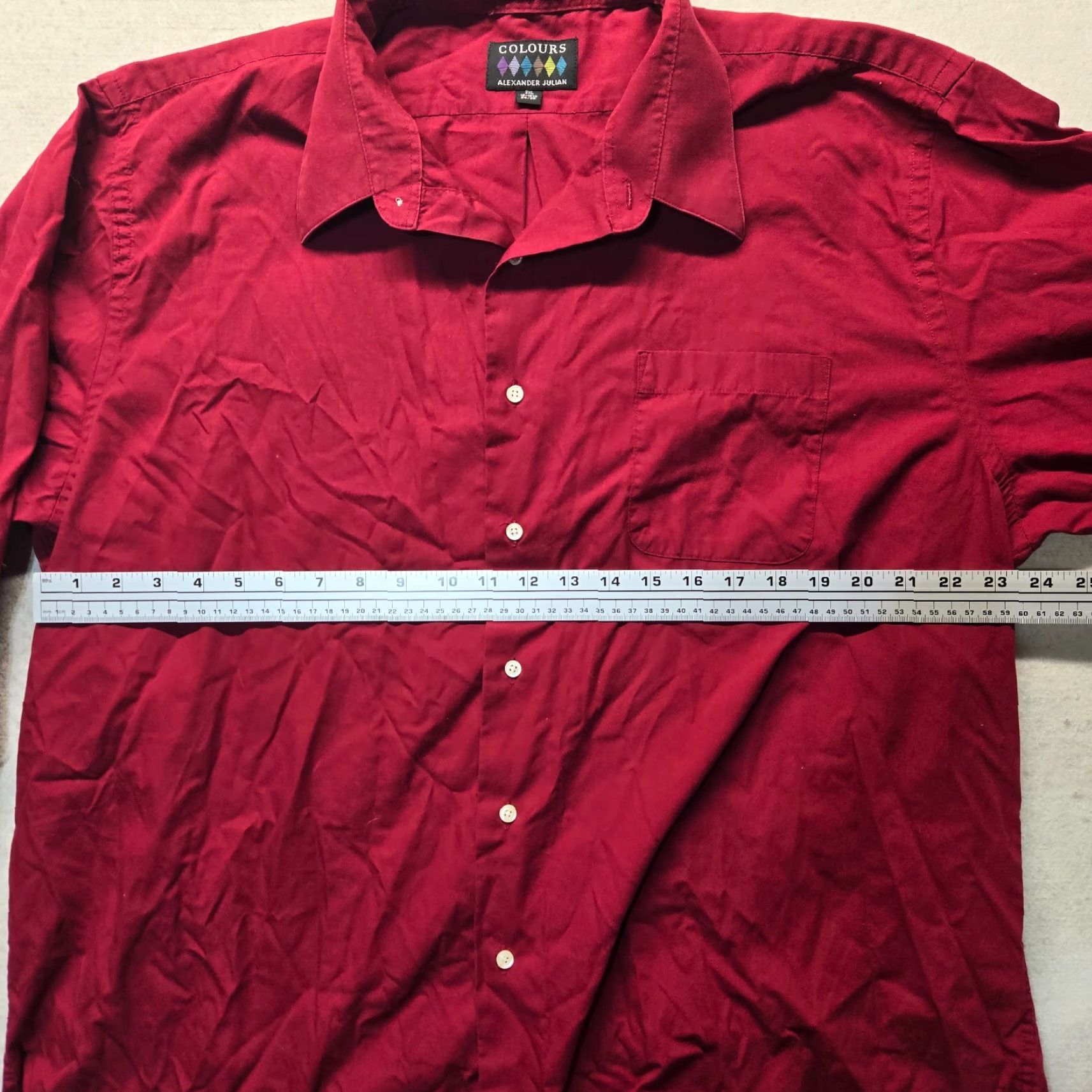 Alexander Julian Alexander Julian Shirt Button-Up Long Sleeve Mens 2XL Red Solid Size US XXL / EU 58 / 5 - 4 Thumbnail