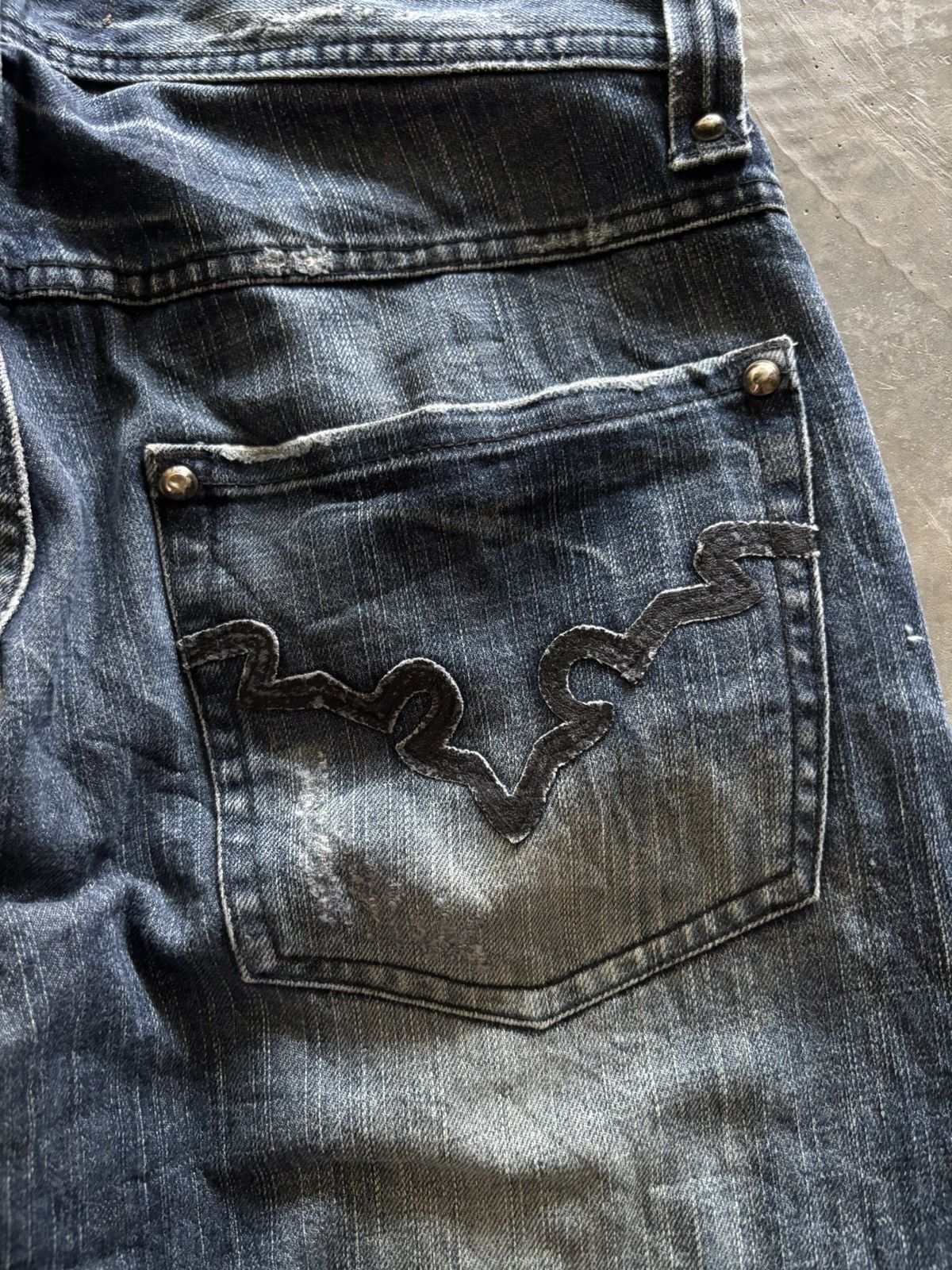 Cook Jeans × Hysteric Glamour × Japanese Brand COOK JEANS CURVE STACK JEANS DISTRESSED JAPANESE PUNK ROCKER Size US 32 / EU 48 - 18 Thumbnail