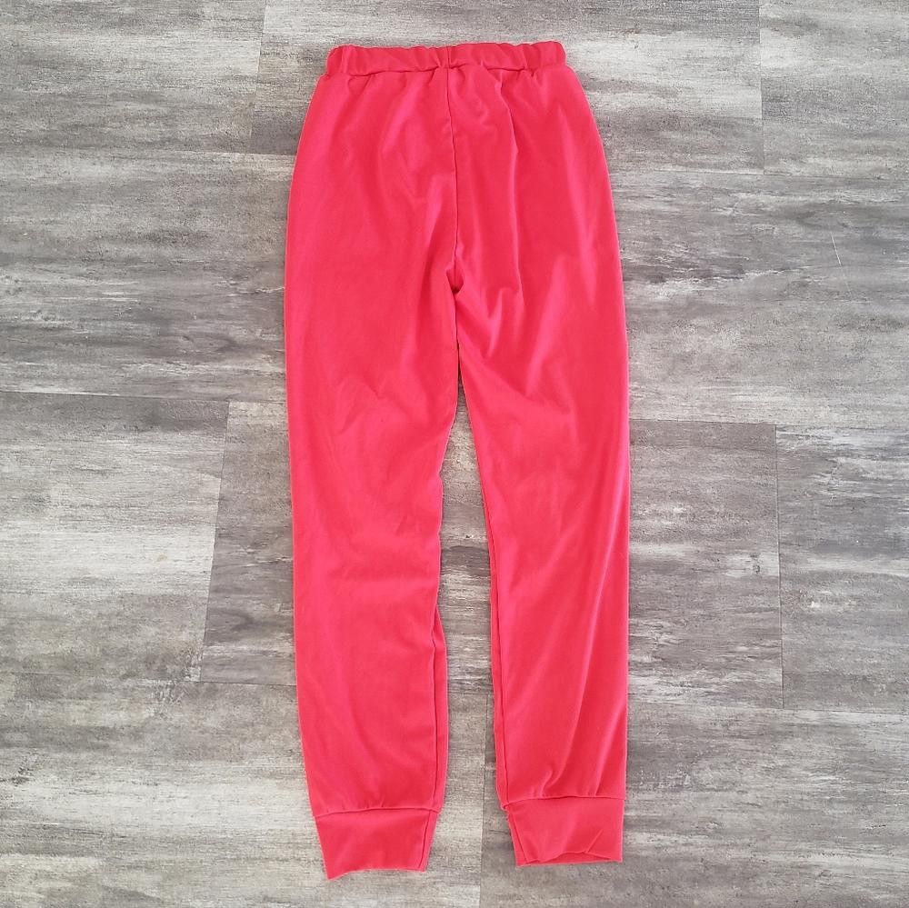 Designer Red Slit Detailed High Waisted Jogger Pant Size 28" / US 6 / IT 42 - 2 Thumbnail