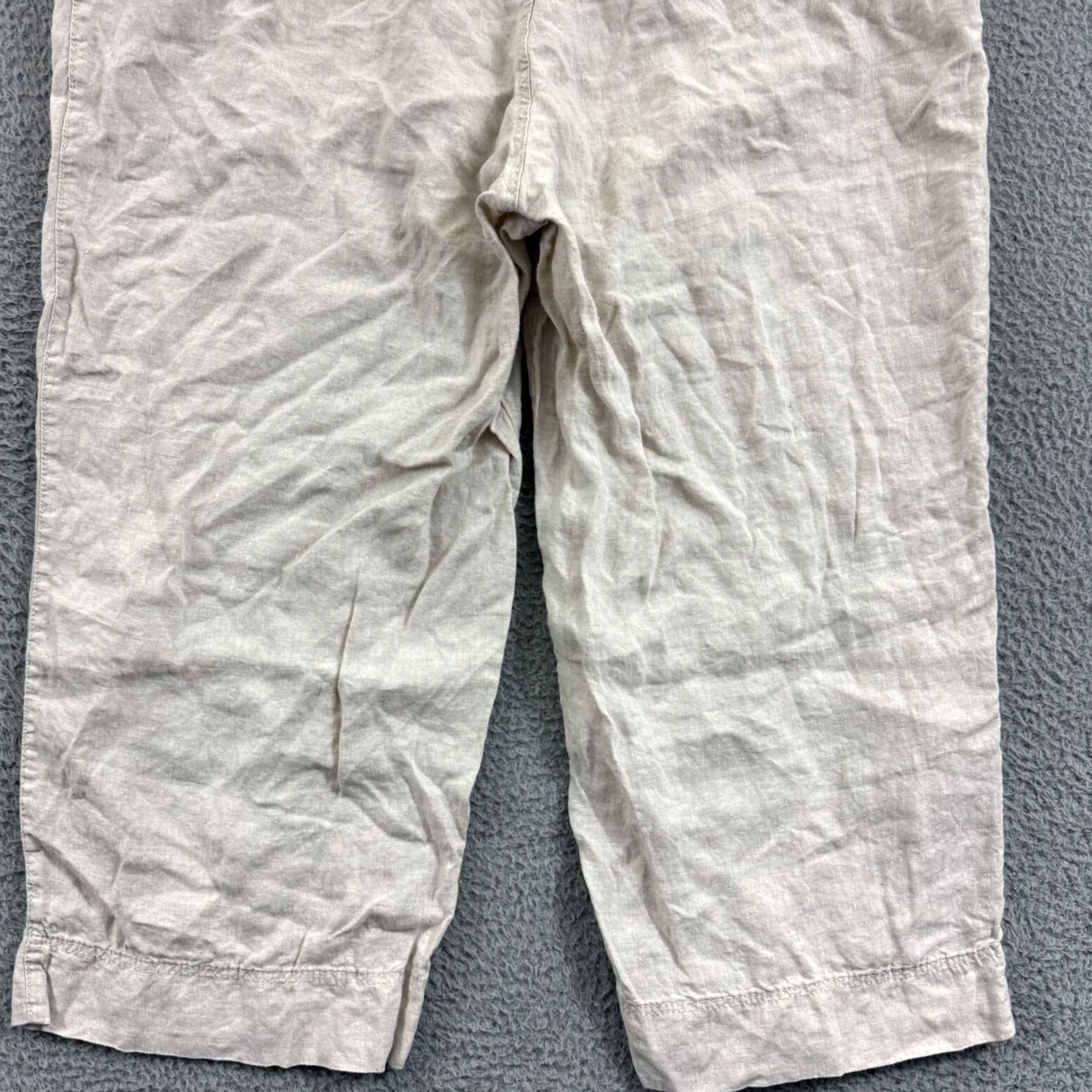 H&M H&M Pants Womens XXL Beige Linen Stretch Wide Leg Loose Crop Pocket Boho Beach Size 40" / US 18 - 5 Thumbnail