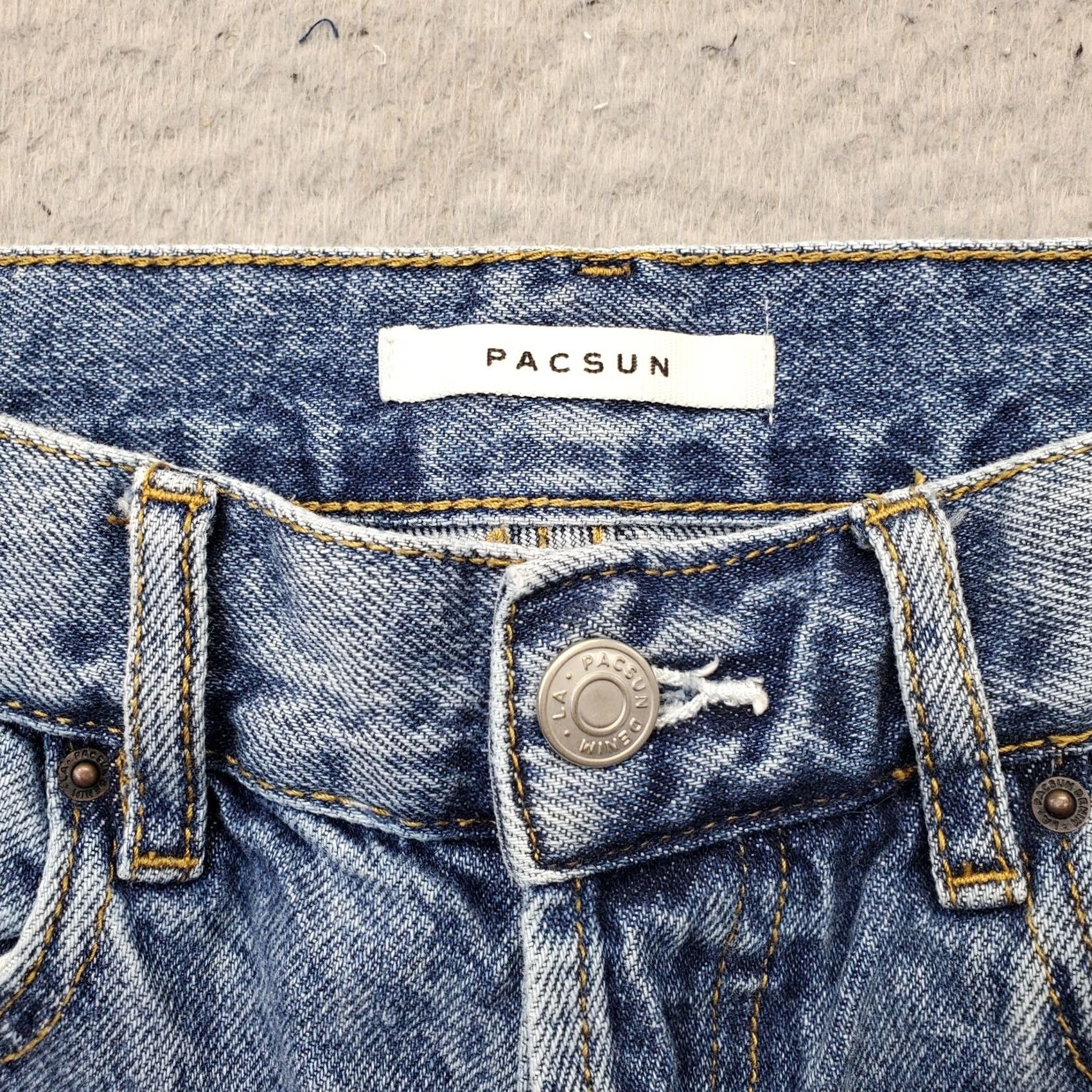 Pacsun PacSun Womens 26 Blue Denim Straight Leg Jeans Distressed High Rise Button Fly - Jeans - Womens Size 26 - PacSun Size 26" / US 2 / IT 38 - 7 Thumbnail