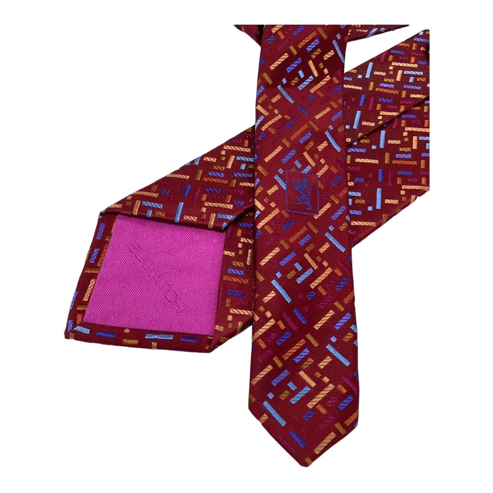 BUGATCHI BUGATCHI Red Geometric Luxury Silk Mens Tie Made In Italy W Size ONE SIZE - 5 Thumbnail