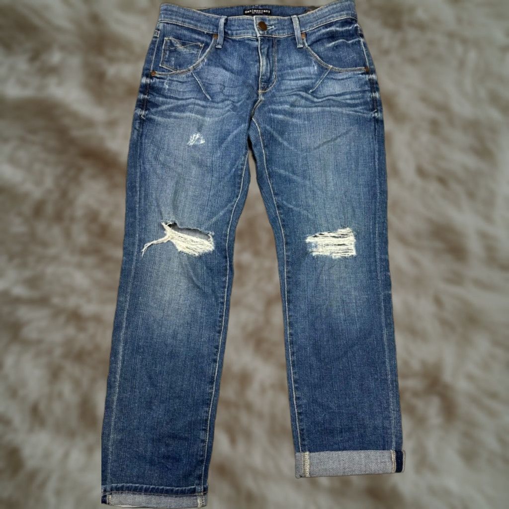 Vintage VINTAGE Denimocracy Cropped Denim Jeans Womens 25 Blue Distressed 5-Pocket New Size 42" / US 20 - 1 Thumbnail