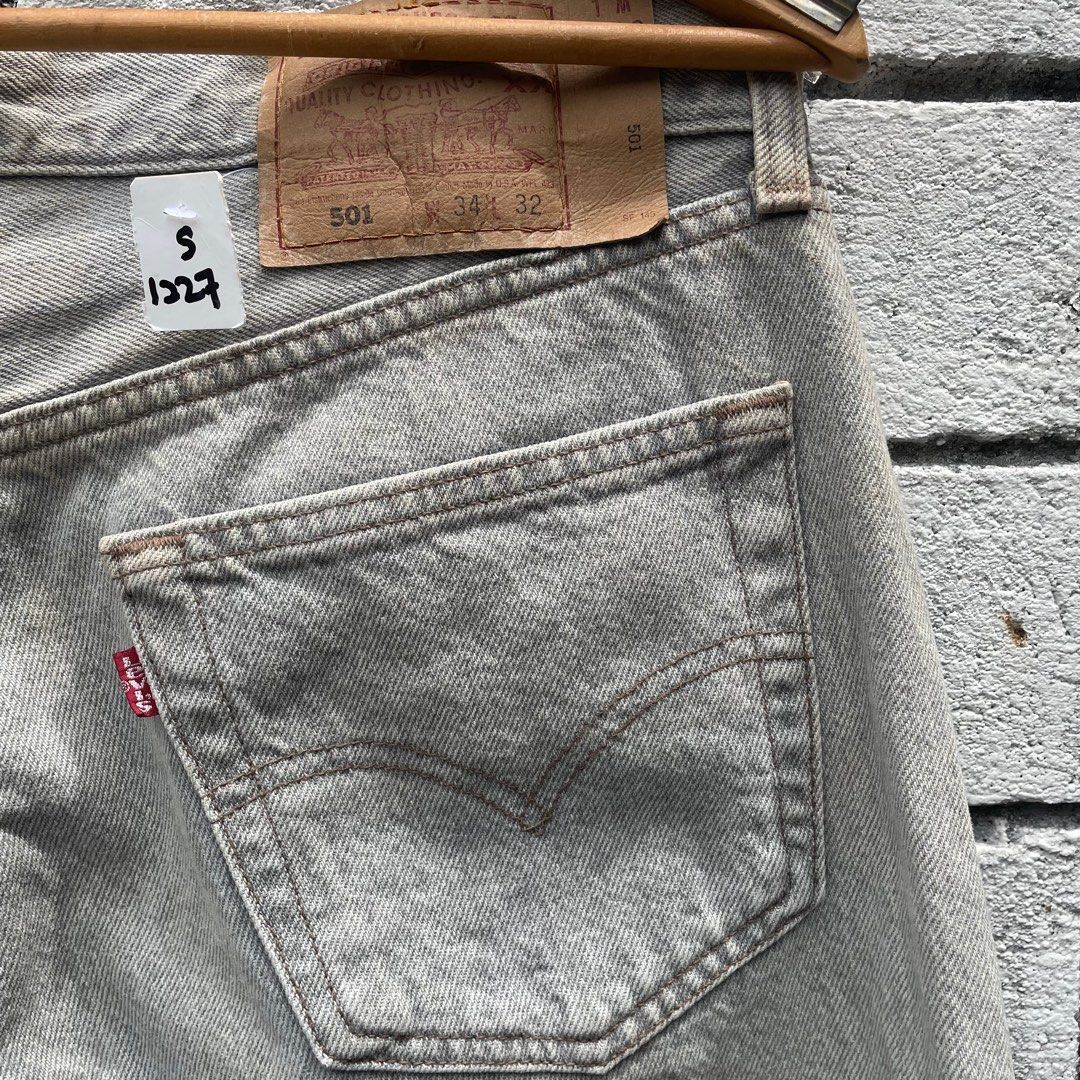 Size 34 Vintage Levis 501 Denim Jeans Grey USA