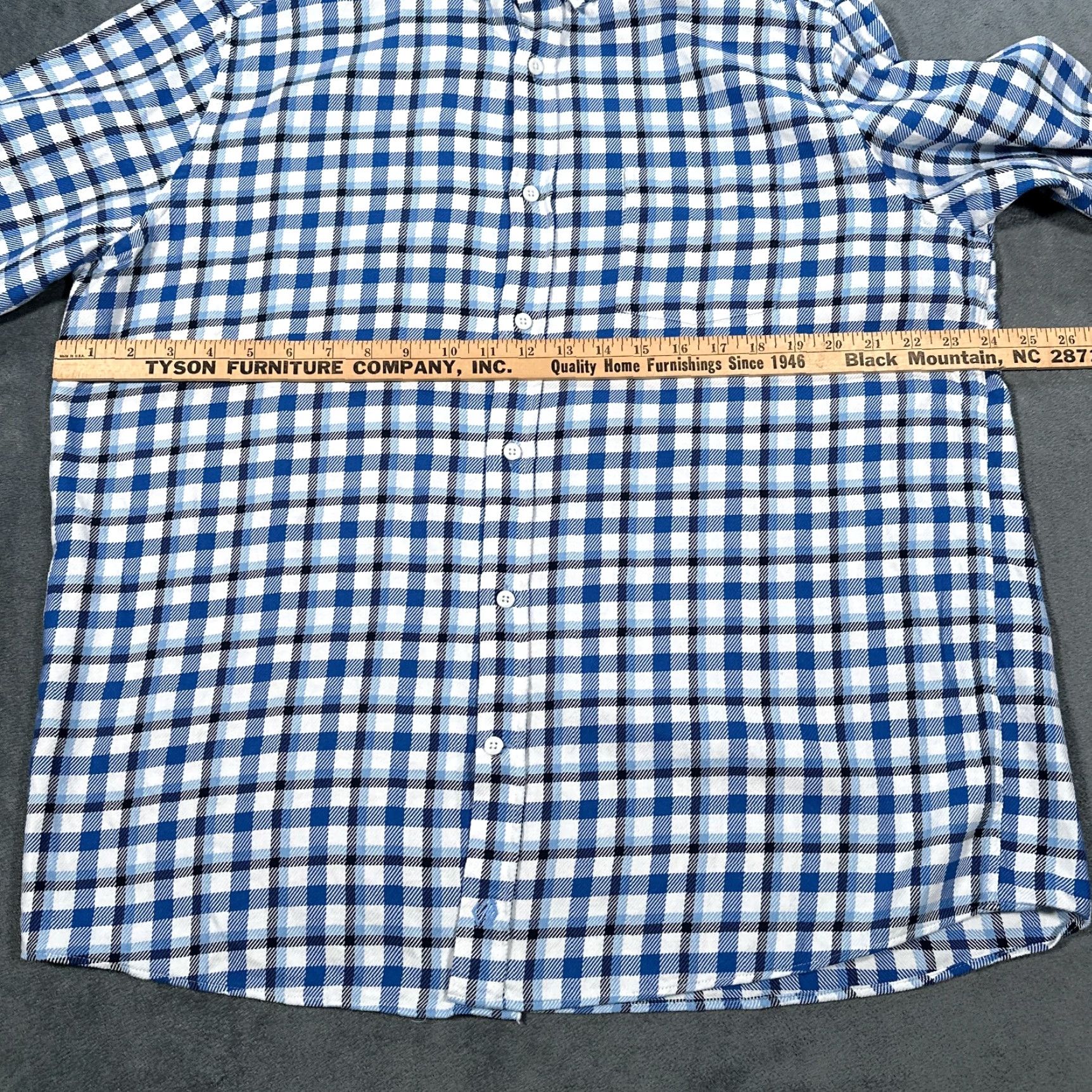 Johnston & Murphy Johnston & Murphy Button-Up Shirt Mens XL Blue White Gingham Check Cotton Twill Classic Casual Size US XL / EU 56 / 4 - 4 Thumbnail