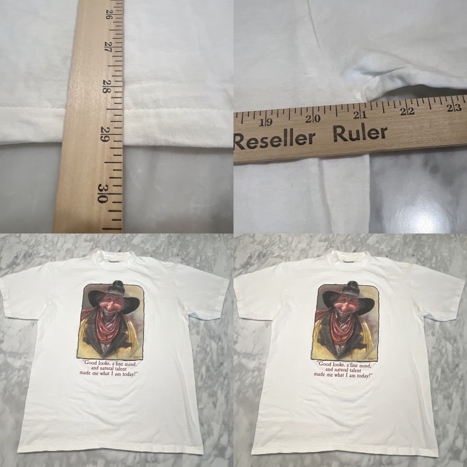 Vintage VINTAGE Mike Scovel T Shirt XL White 90s Cowgirl Theme 1990s Mens Shirt Size US XL / EU 56 / 4 - 8 Thumbnail