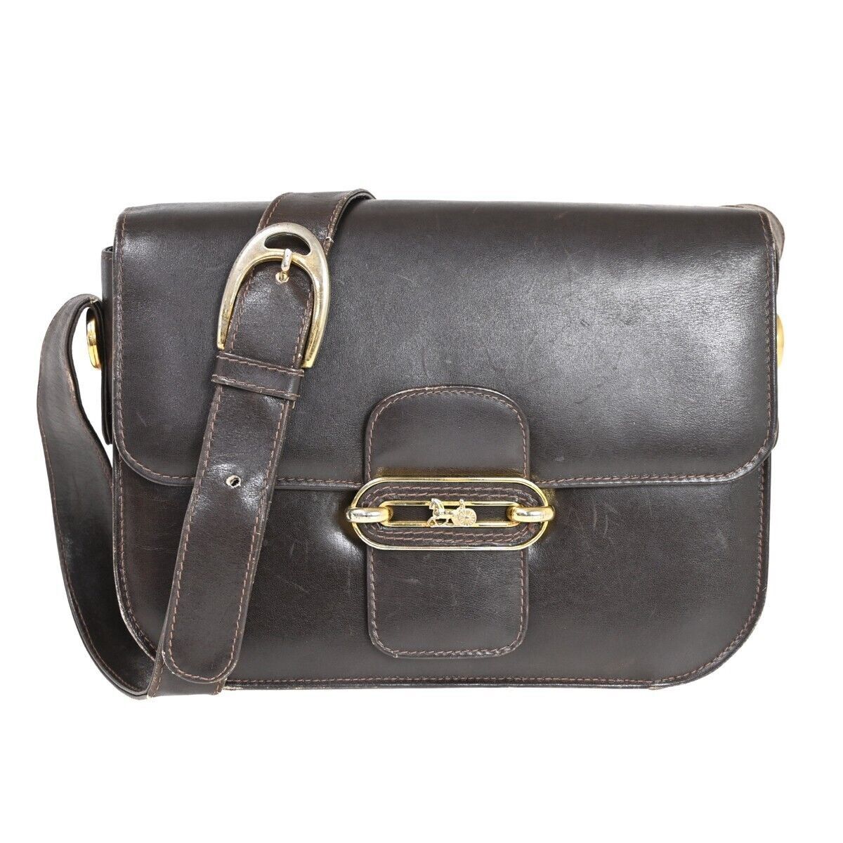 image of Celine Céline Carriage Shoulder in Brown, Women's