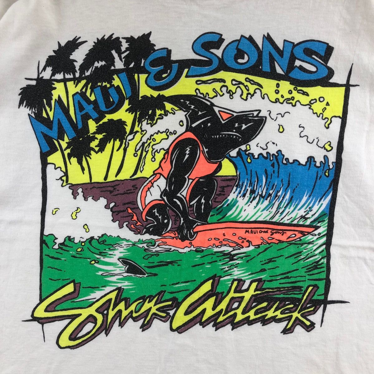 Maui and Sons × Vintage Vintage 90s MAUI And SONS Shark Attack Surfing Surf Size US M / EU 48-50 / 2 - 2 Thumbnail